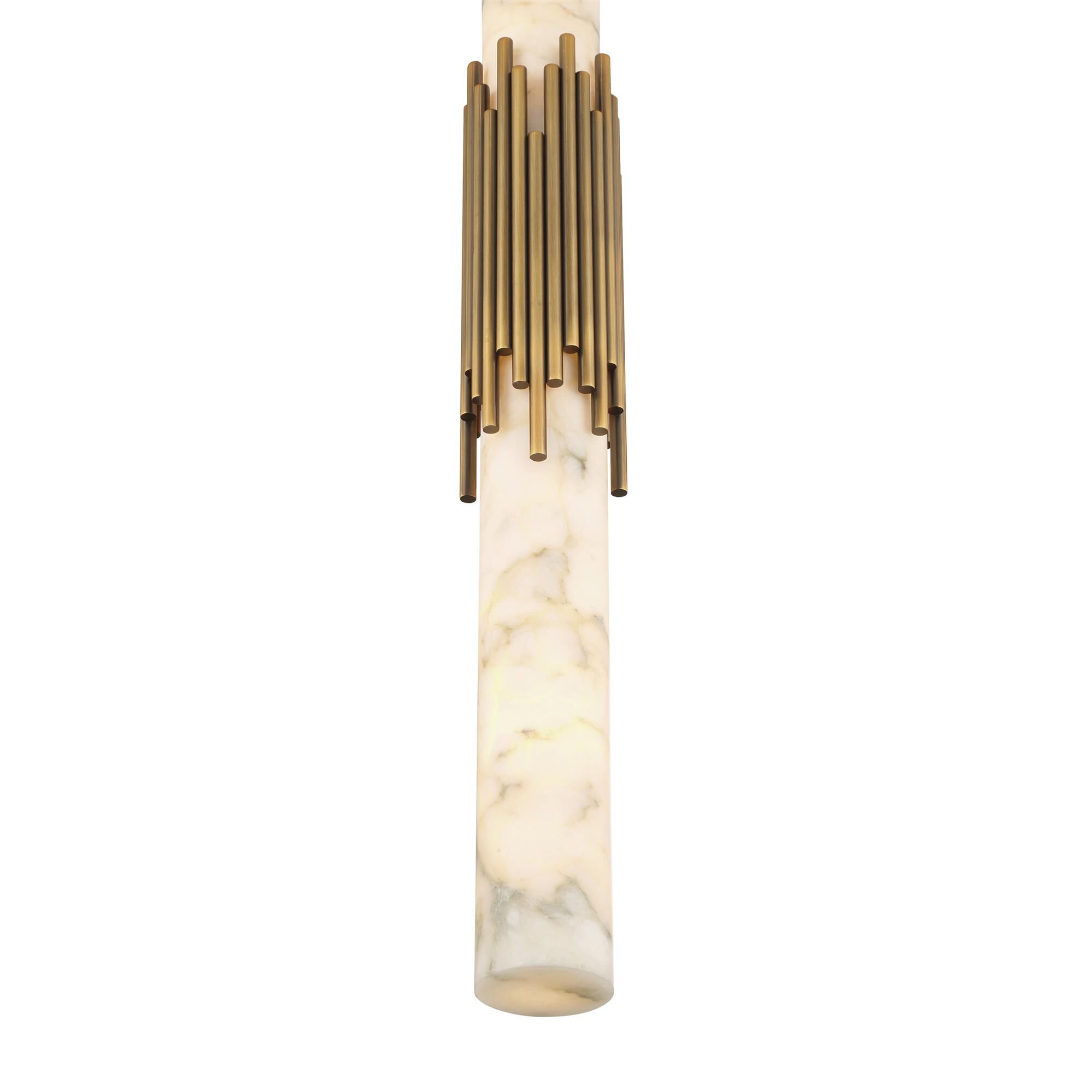 Shown in Antique Brass finish and Alabaster glass