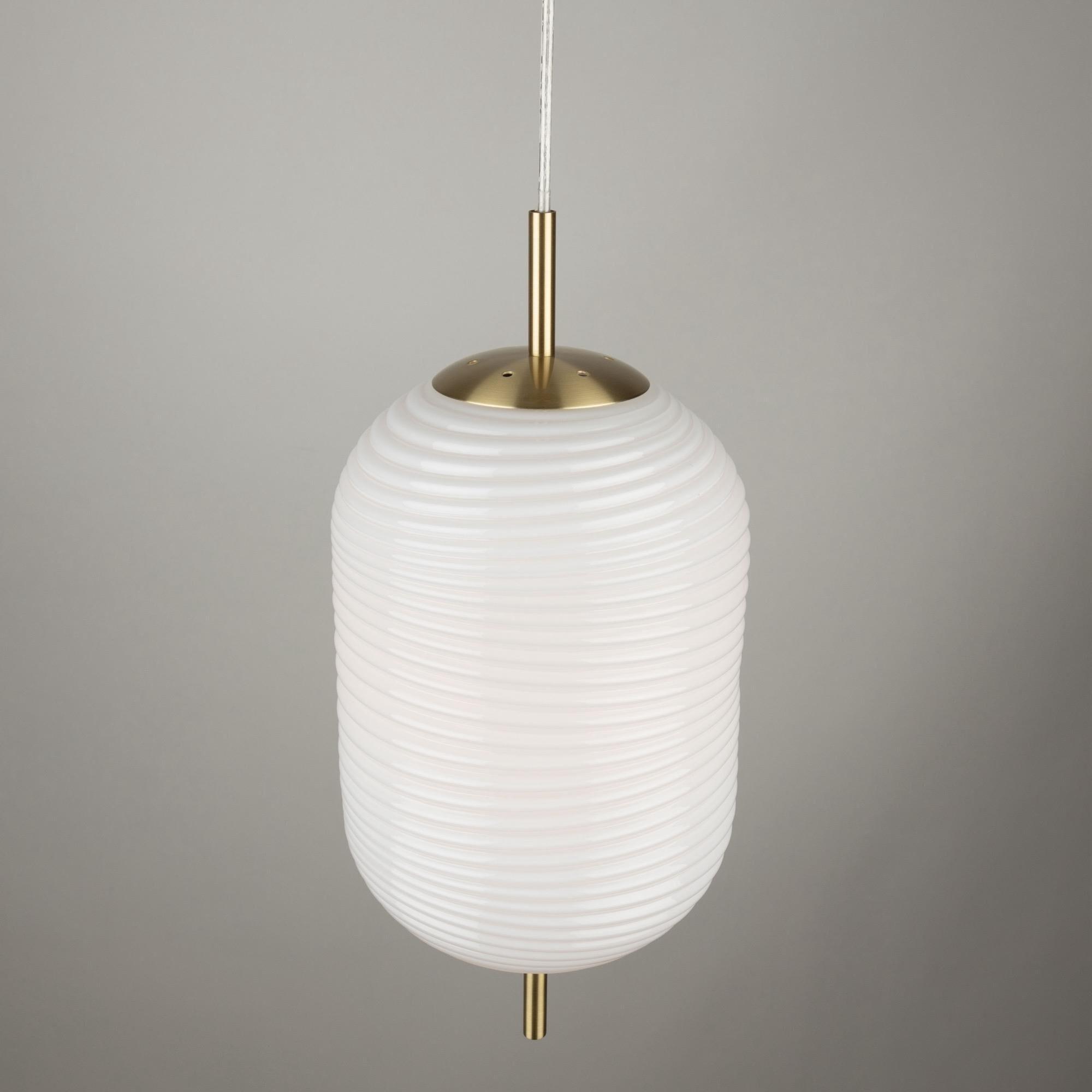 Shown in White, Brass finish and Glass shade