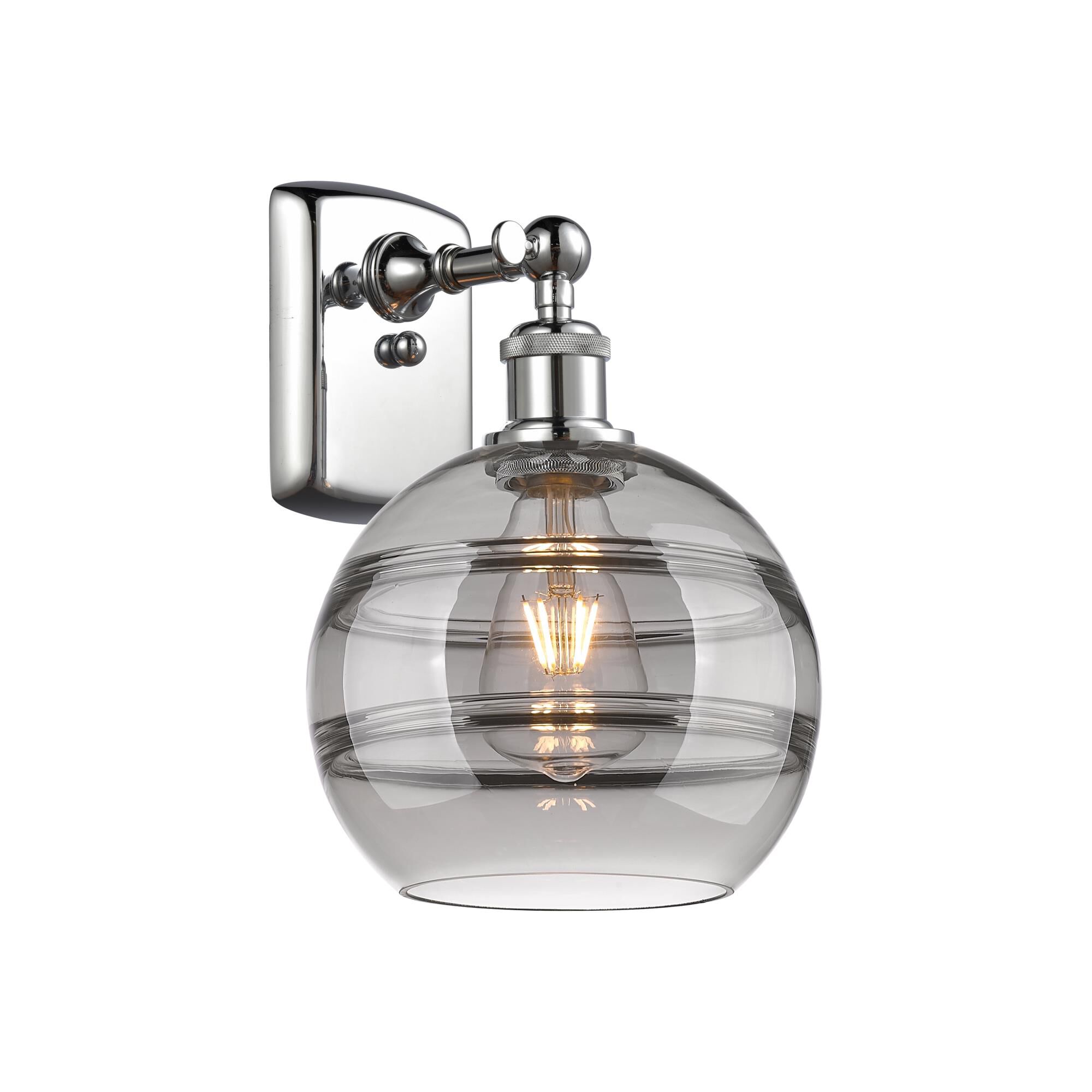 Shown in Polished Chrome finish and Light Smoke glass