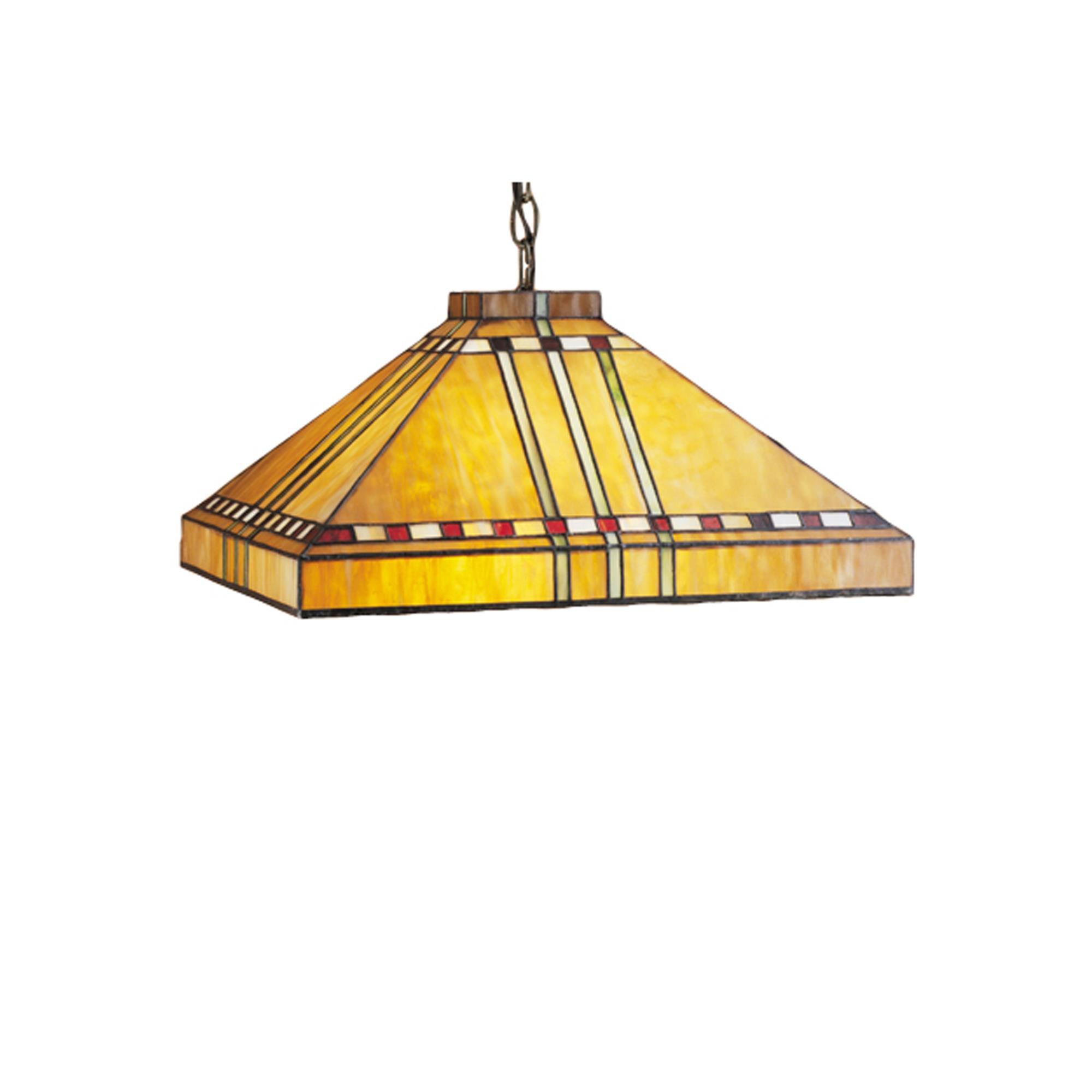 Shown in Mahogany Bronze finish and Chili Red-Bronzed Jade-Maize Gold glass