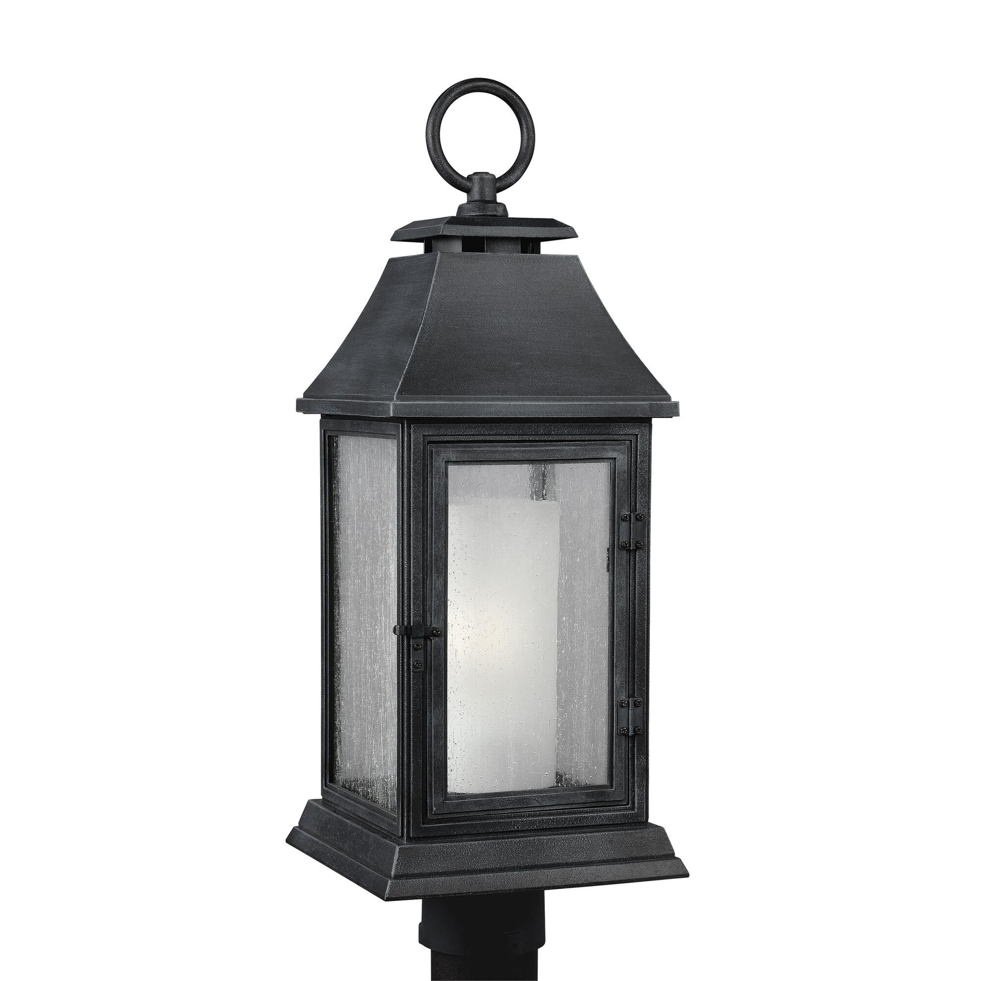 Shown in Dark Weathered Zinc finish and Opal Etched glass