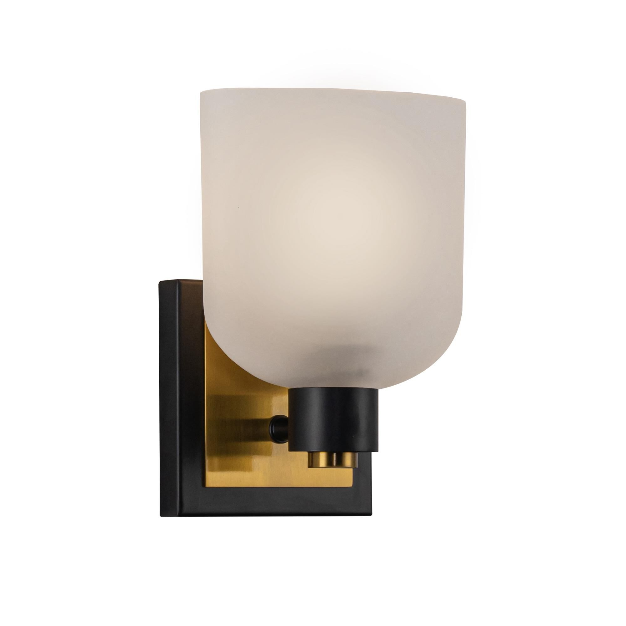 Shown in Black And Brushed Brass finish and Glass shade
