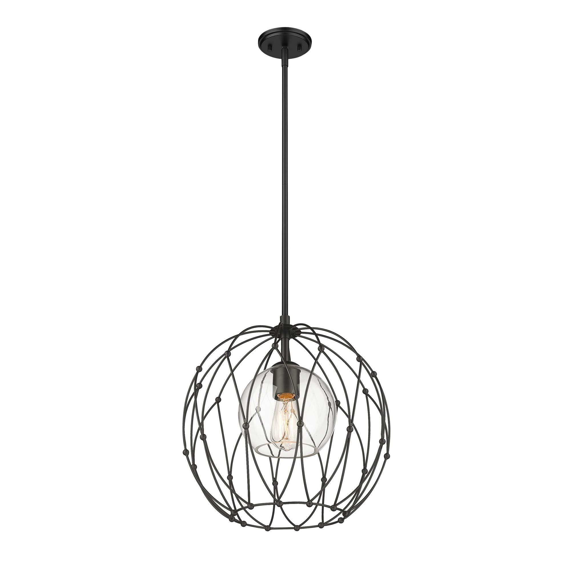 Shown in Matte Black finish and Glass shade