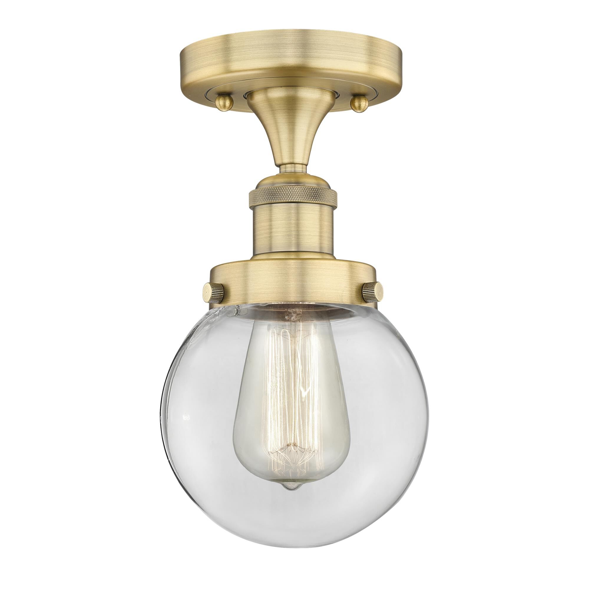 Shown in Brushed Brass finish and Clear glass