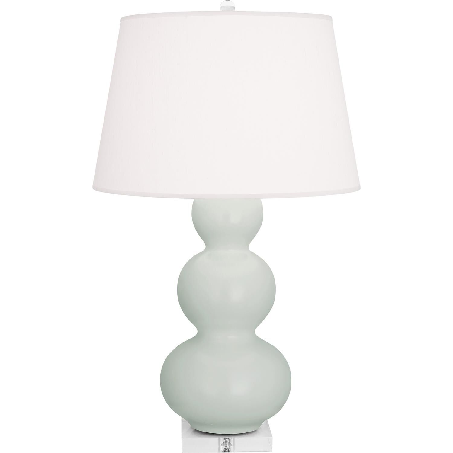 Shown in Matte Celadon finish and Pearl shade and Lucite accent