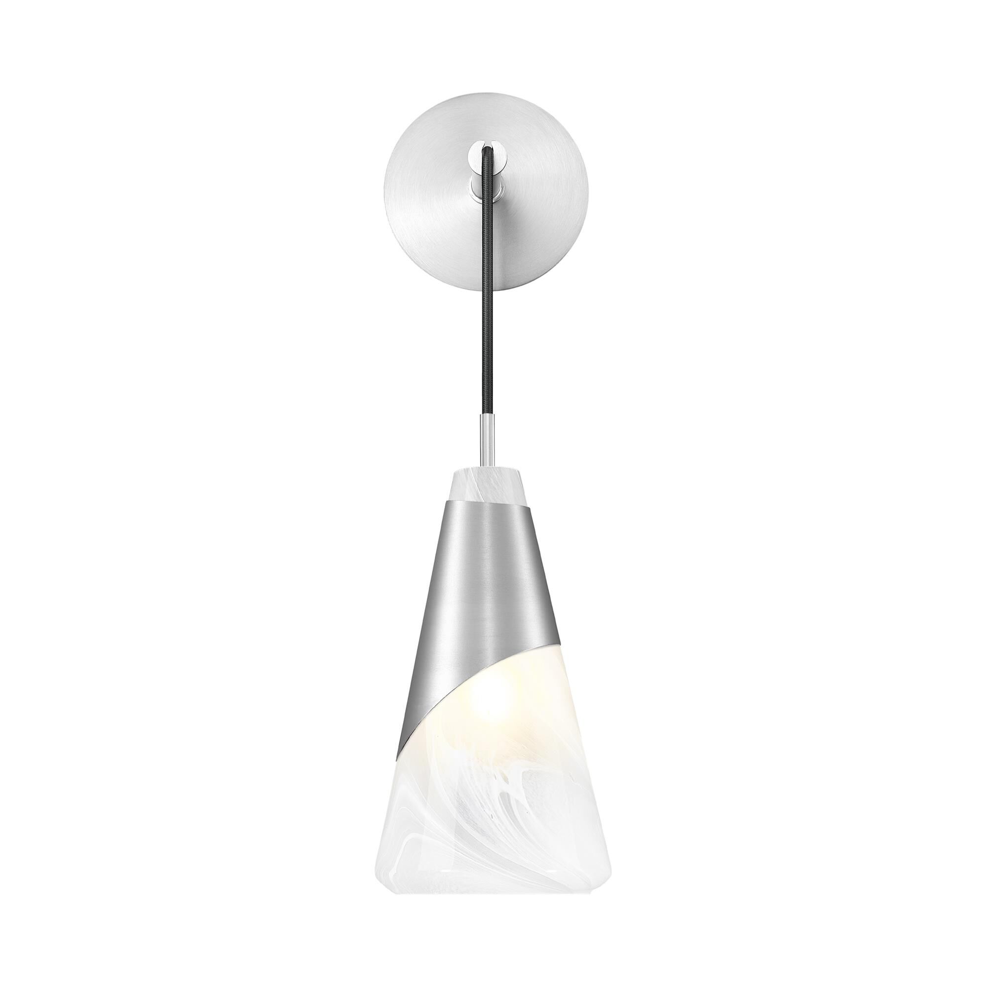 Shown in Brushed Nickel finish and White Swirl glass and White Swirl shade