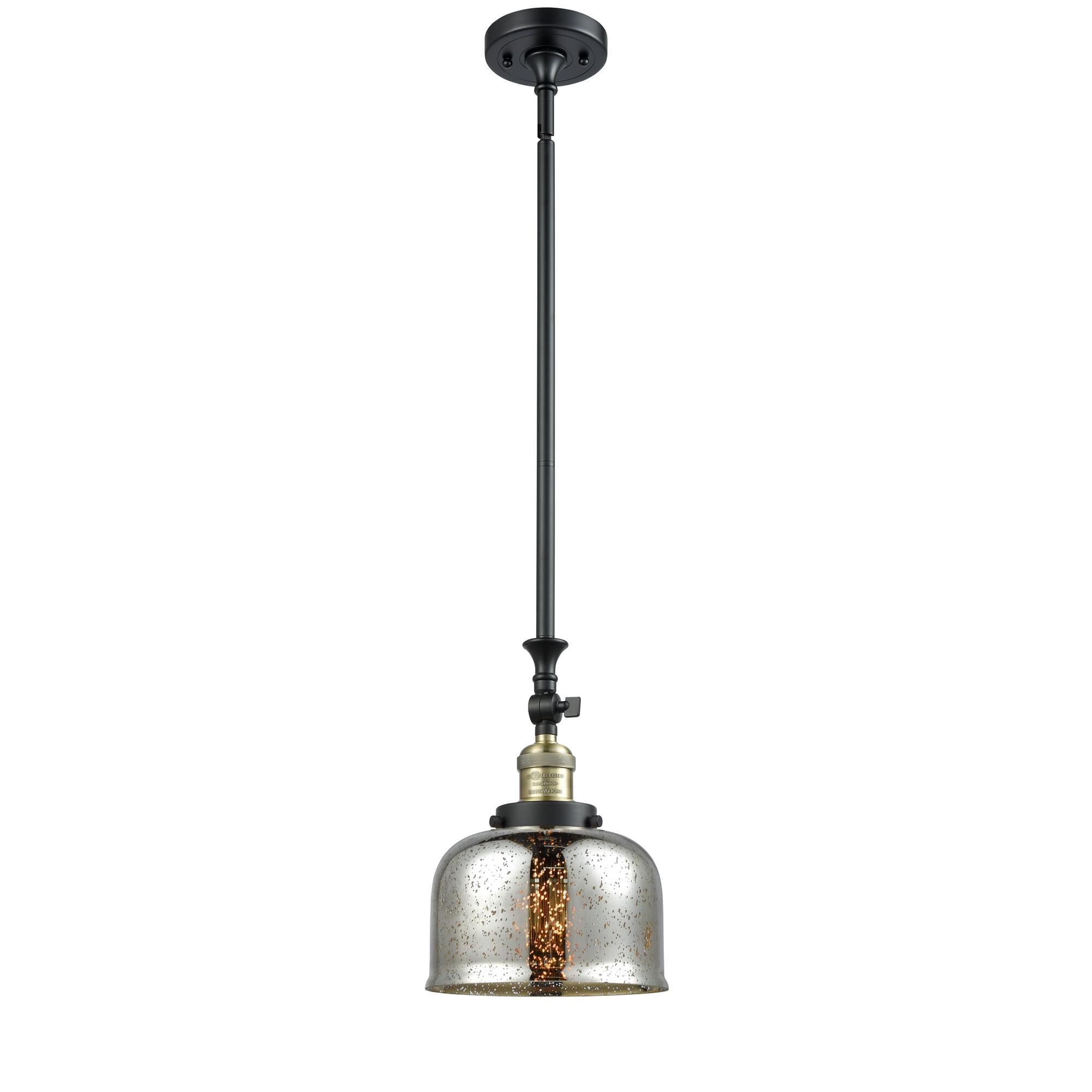 Shown in Black Antique Brass finish and Silver Mercury glass