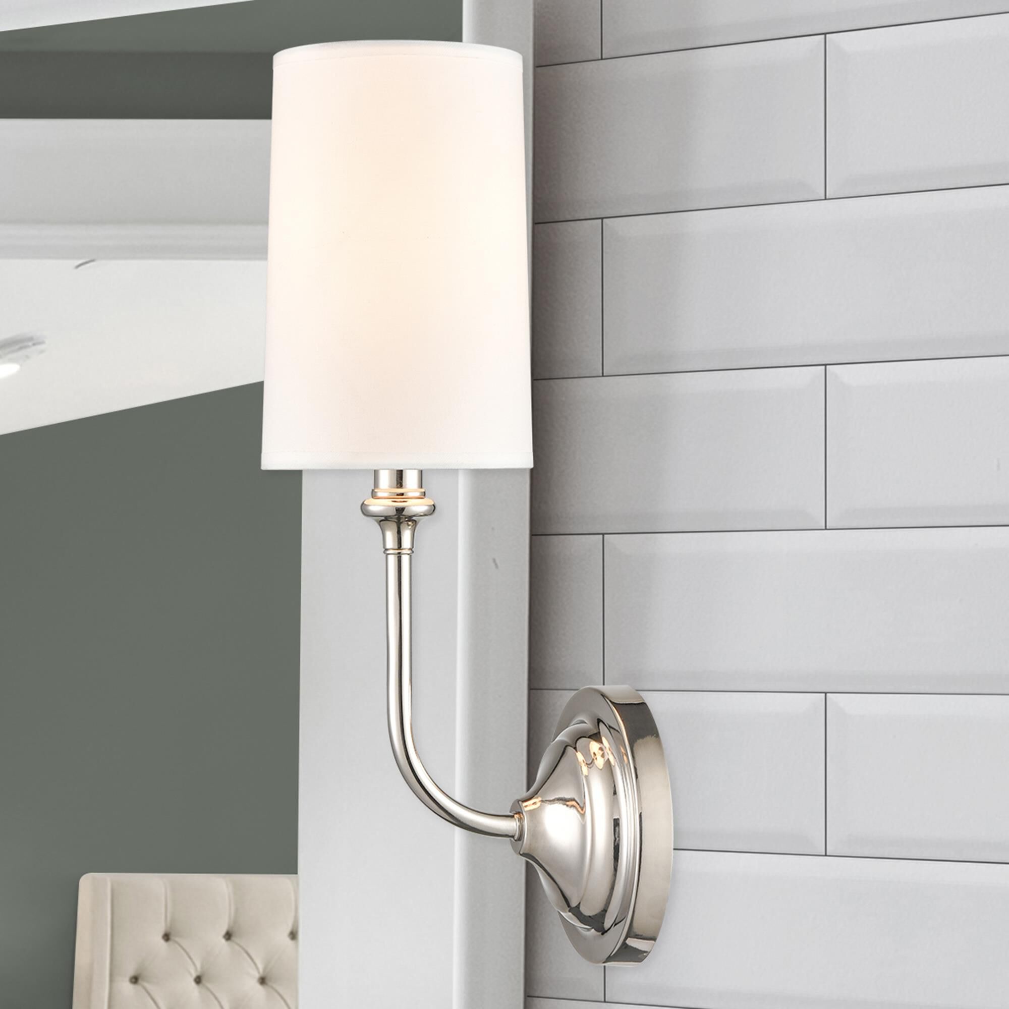 Shown in Polished Nickel and Off-White finish and Off-White Cotton Fabric shade