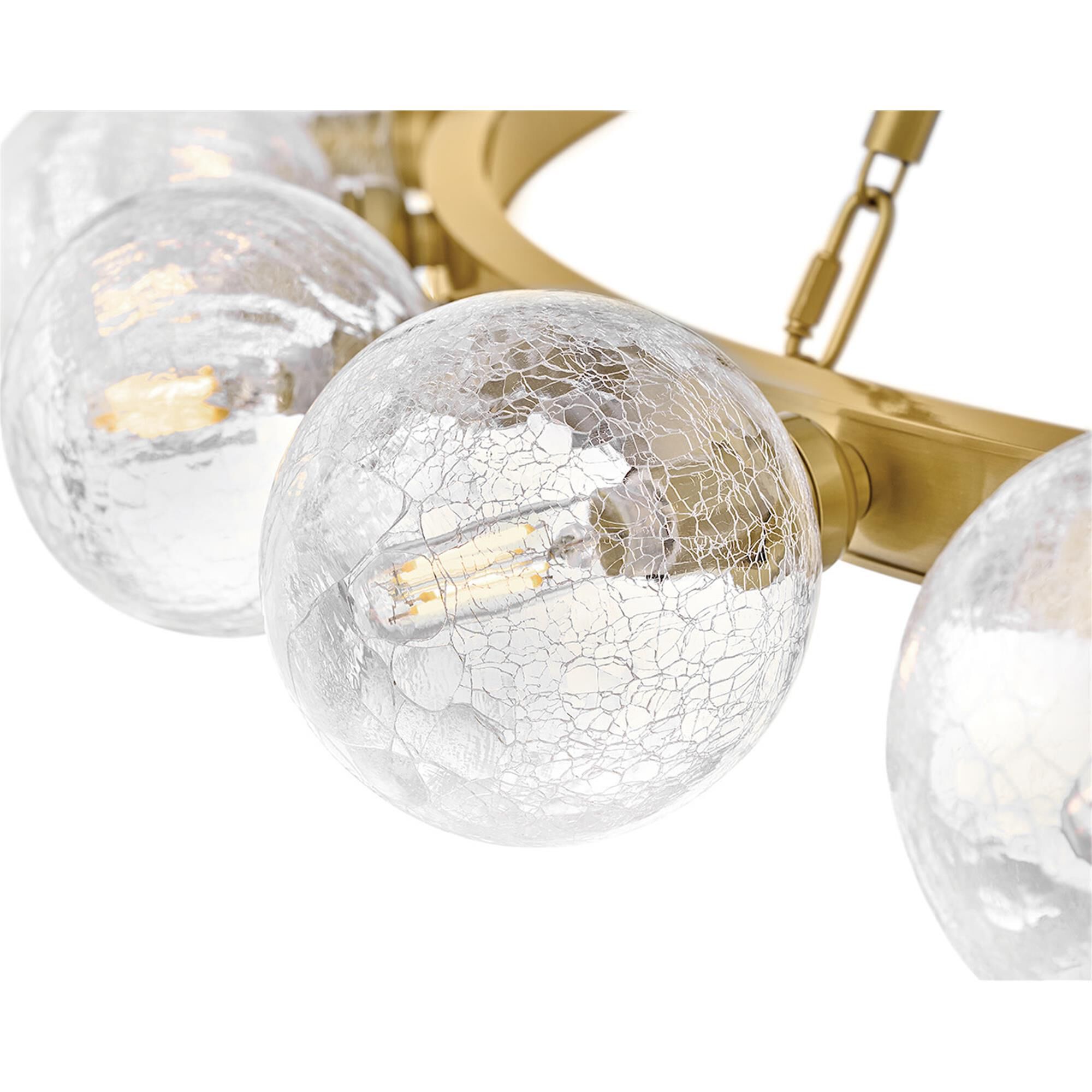 Shown in Lacquered Brass finish and Crackle glass