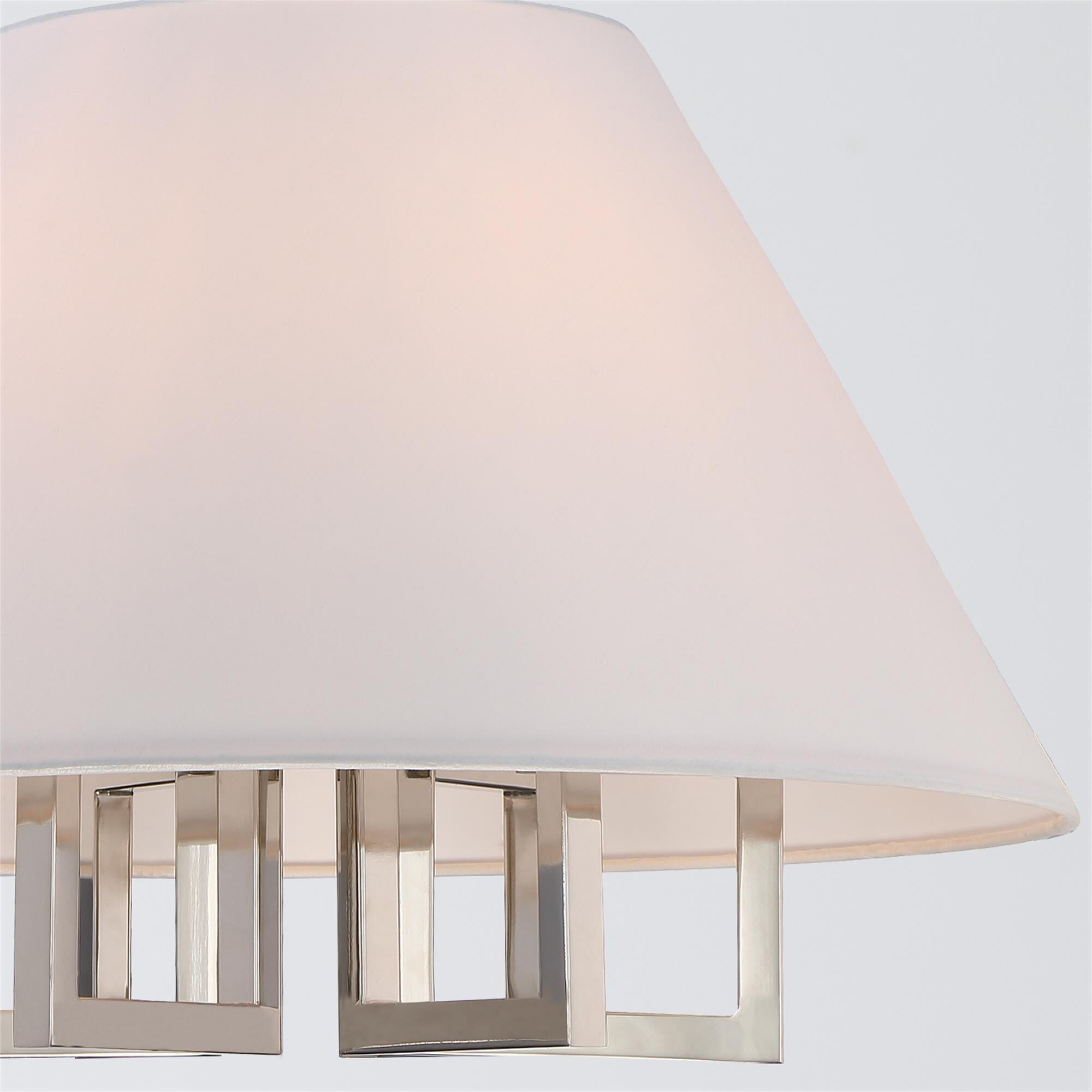 Shown in Polished Nickel finish and Silk glass and Silk shade