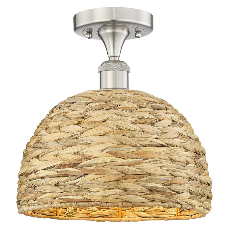 Bruno Marashlian Woven Rattan 12 Inch Semi Flush Mount by Innovations Lighting
