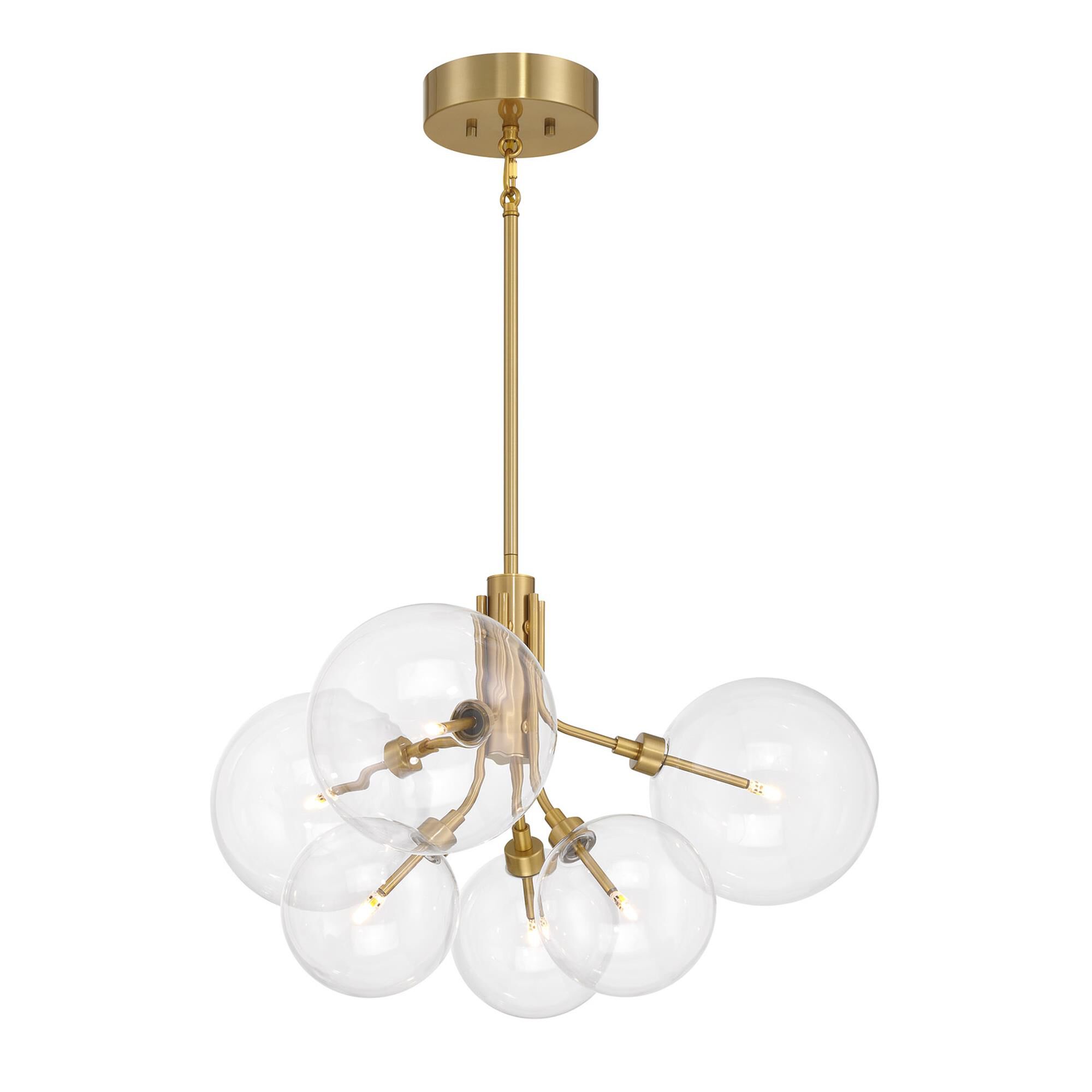 Shown in Natural Brass finish and Clear glass