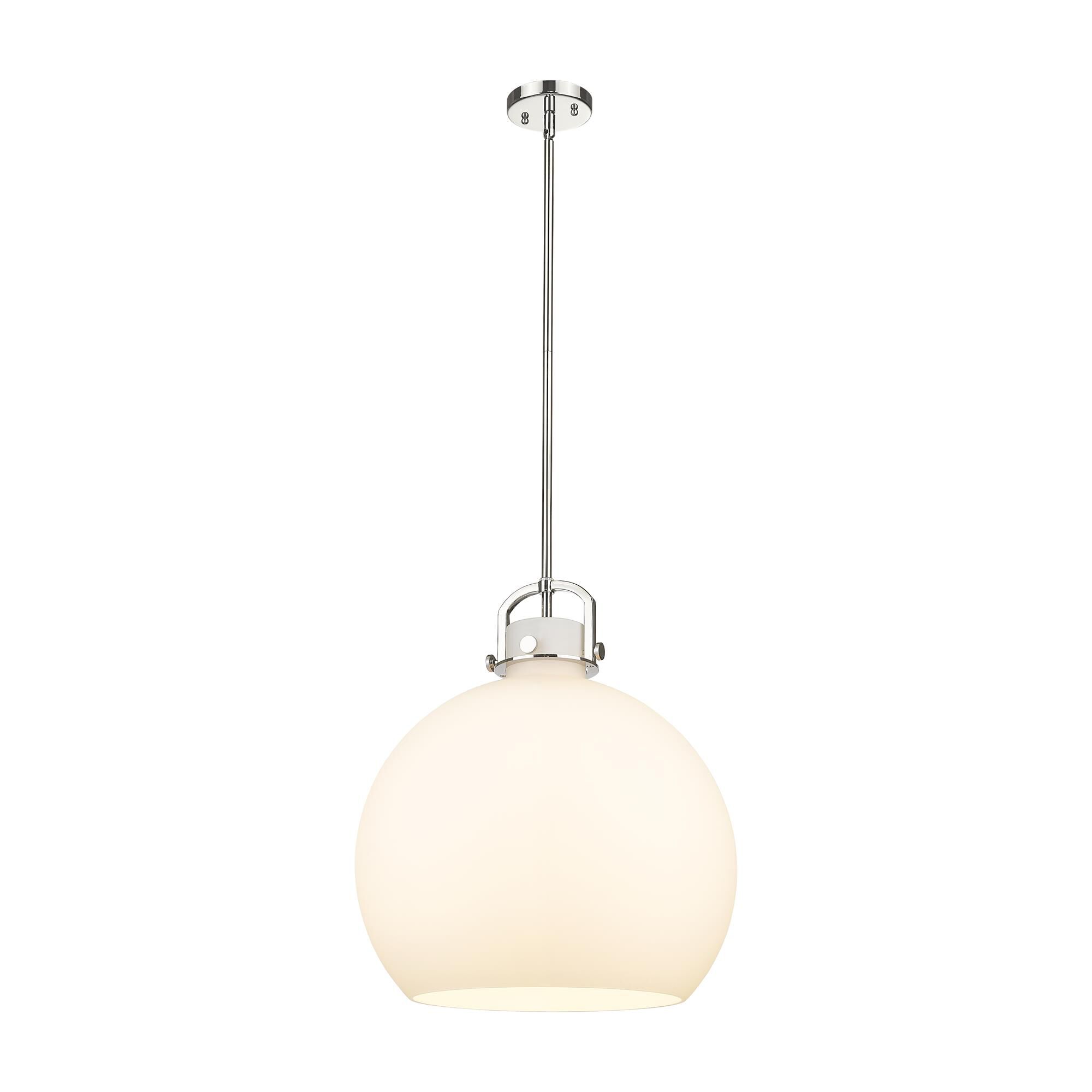 Shown in Polished Nickel finish and Matte White glass