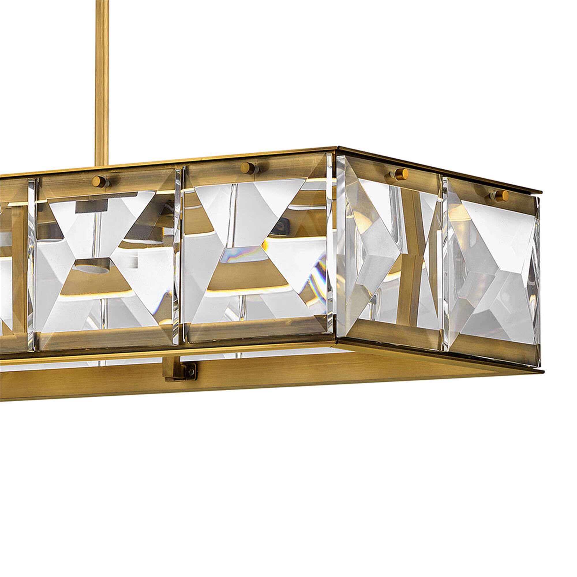 Shown in Heritage Brass finish and Faceted Clear Crystal glass
