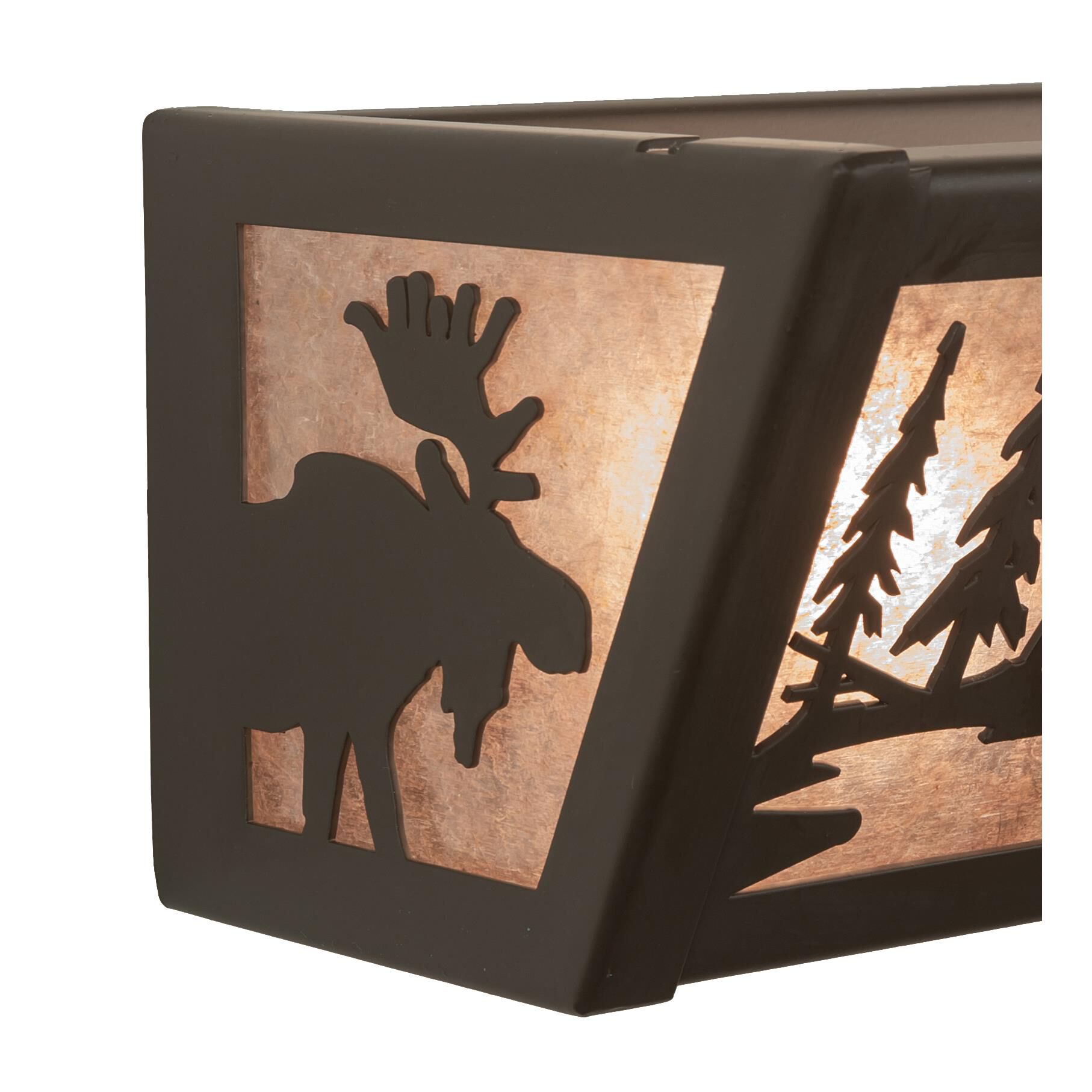 Shown in Oil Rubbed Bronze finish and Silver Mica glass