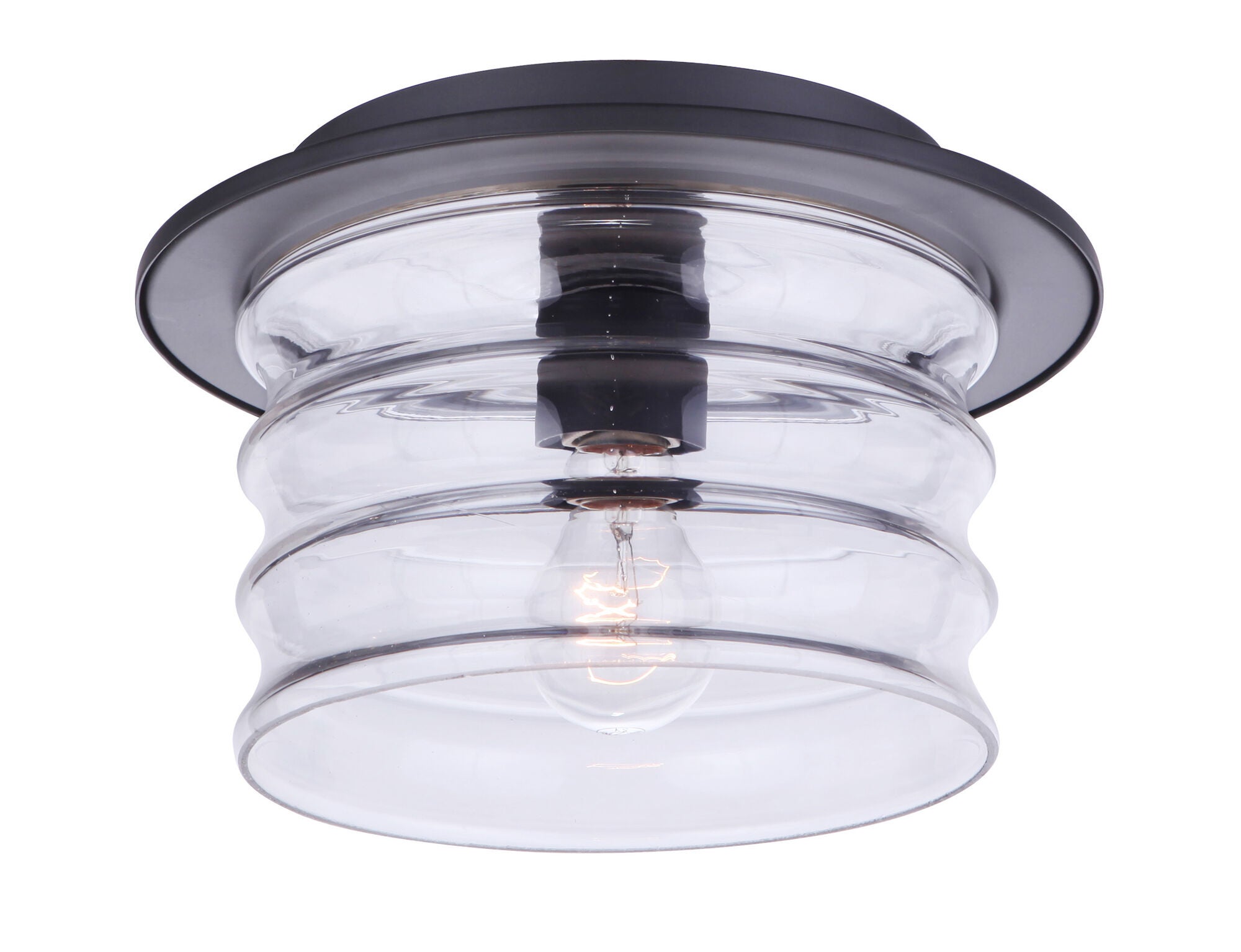 Shown in Midnight finish and Clear glass and Glass shade