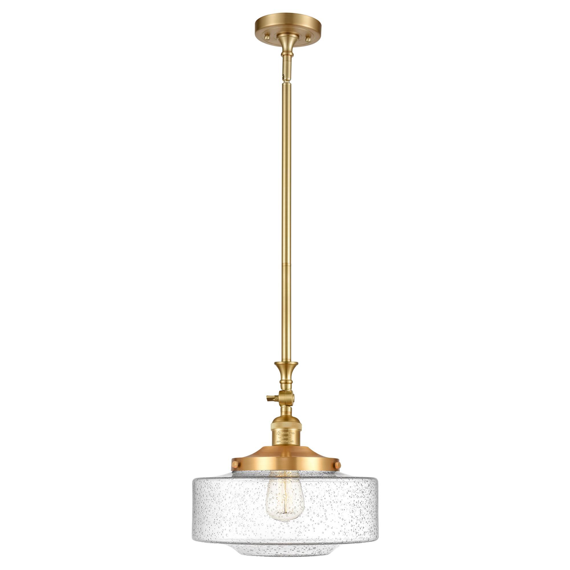 Shown in Satin Gold finish and Seedy Large Bridgeton glass