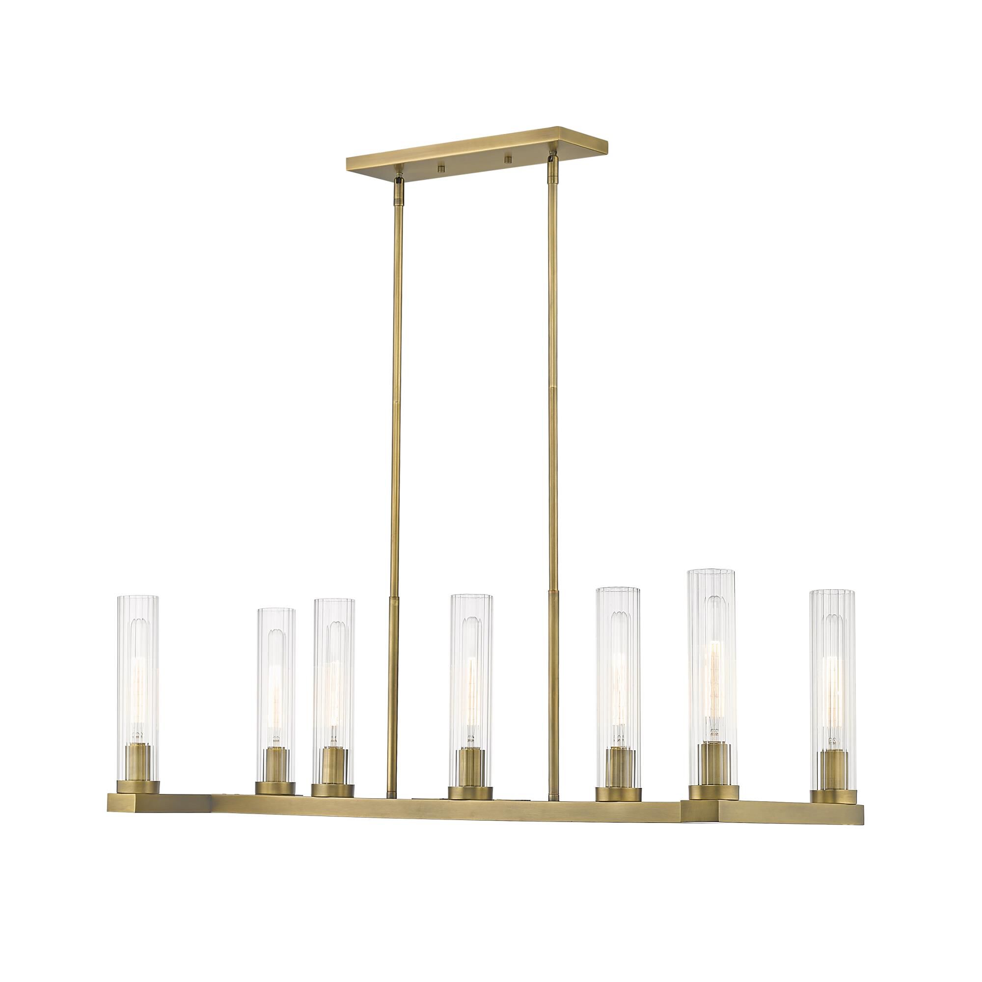 Shown in Rubbed Brass finish and Glass shade
