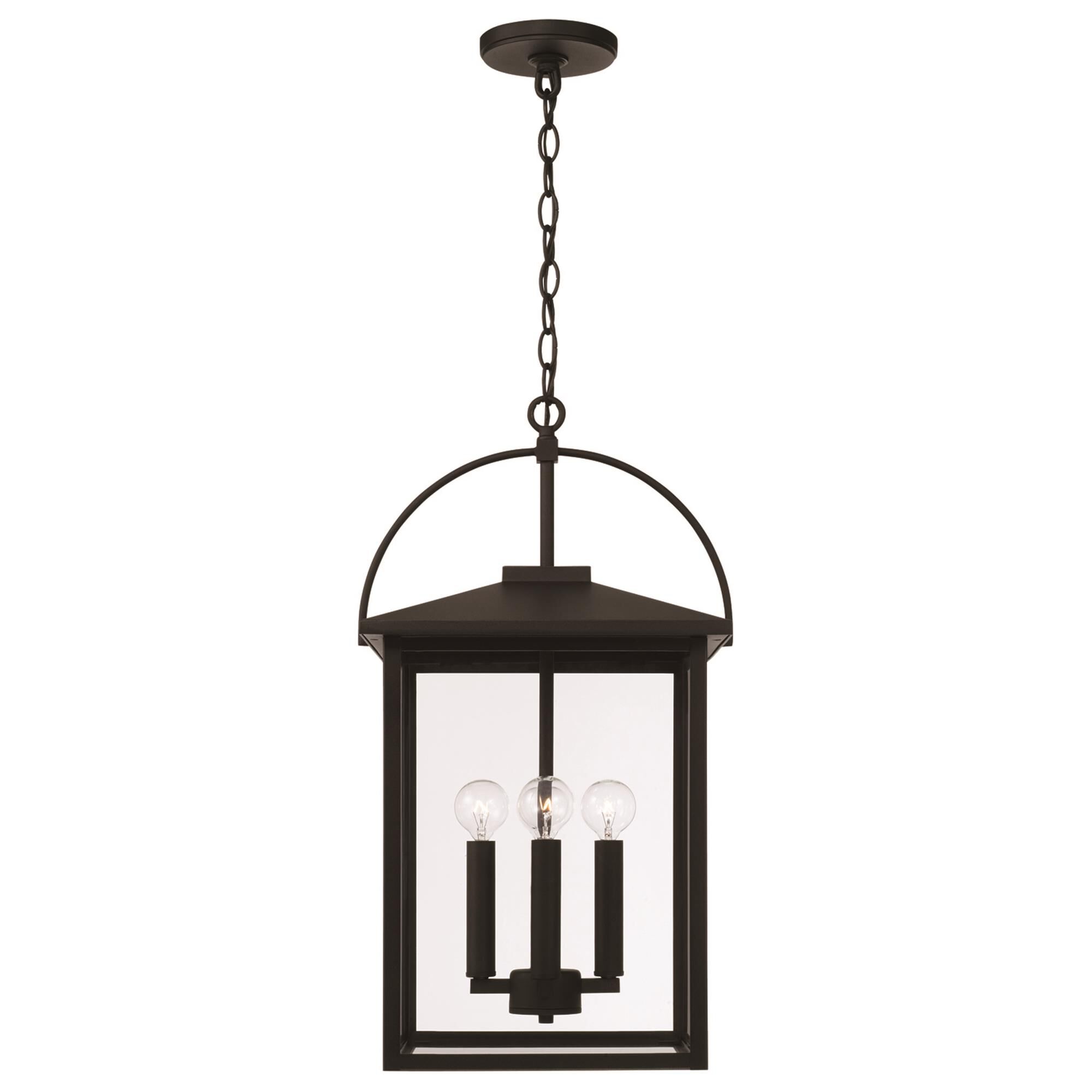 Shown in Black finish and Clear glass