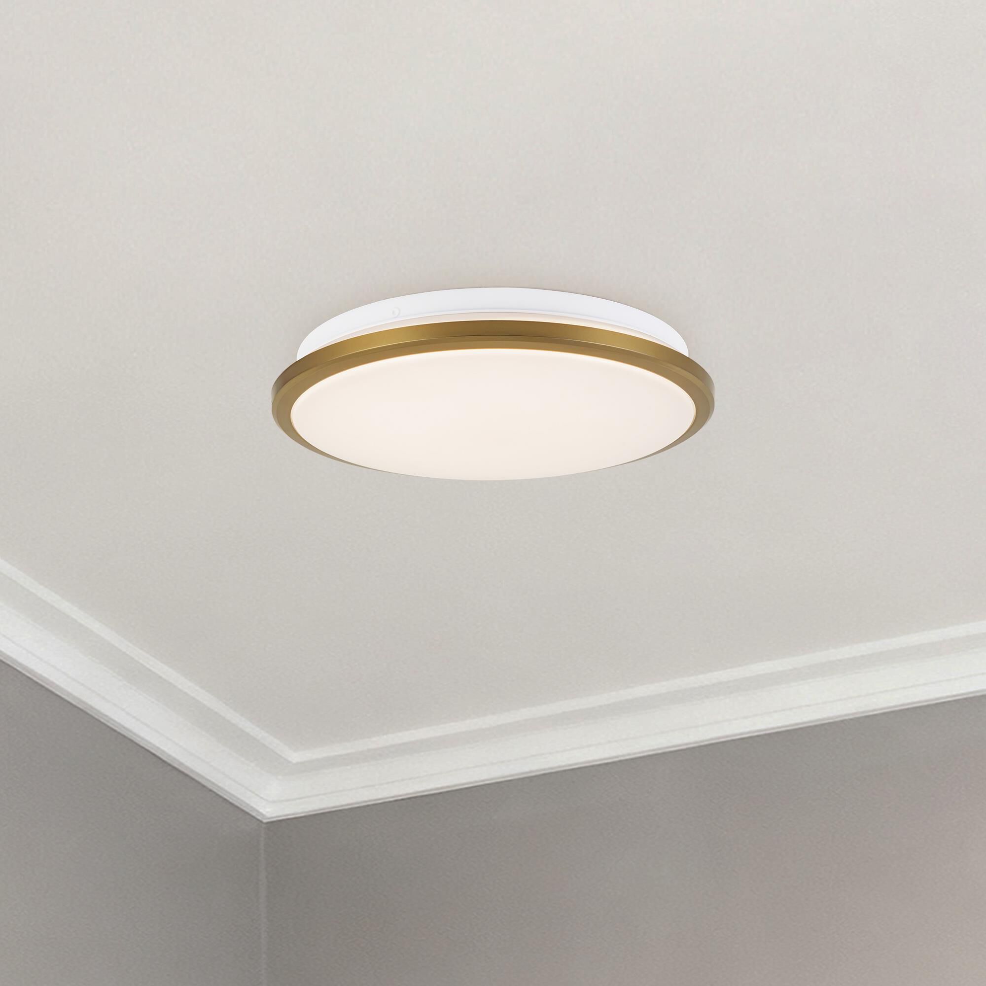 Shown in Brushed Gold finish and Frosted Acrylic Diffuser glass