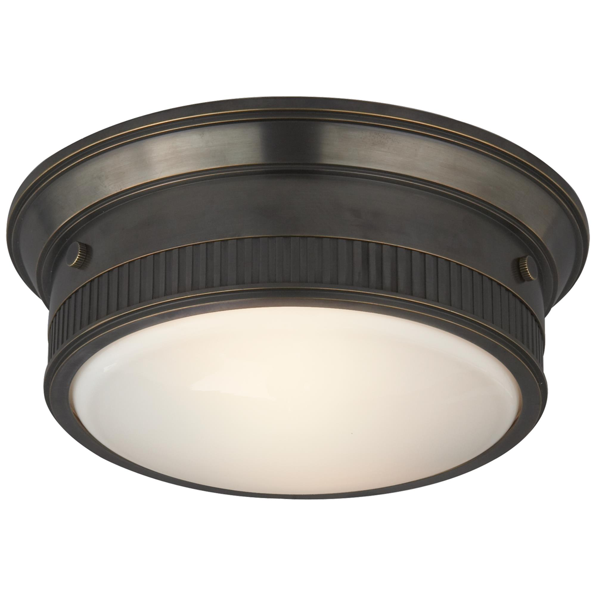 Shown in Bronze finish and White glass