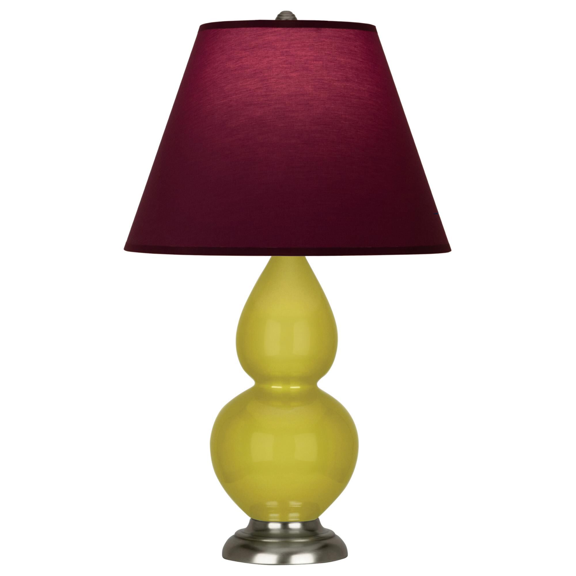 Shown in Citron finish and Plum and Lavender shade and Antique Silver accent