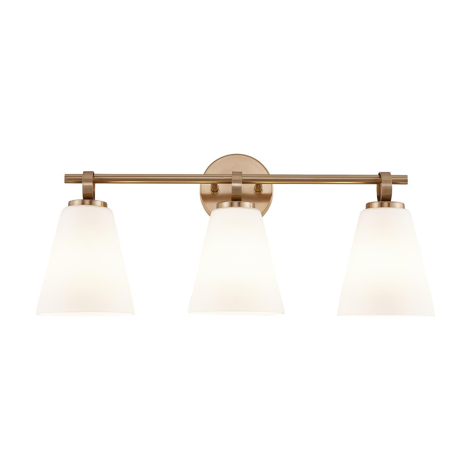 Shown in Brushed Brass finish and Opal glass