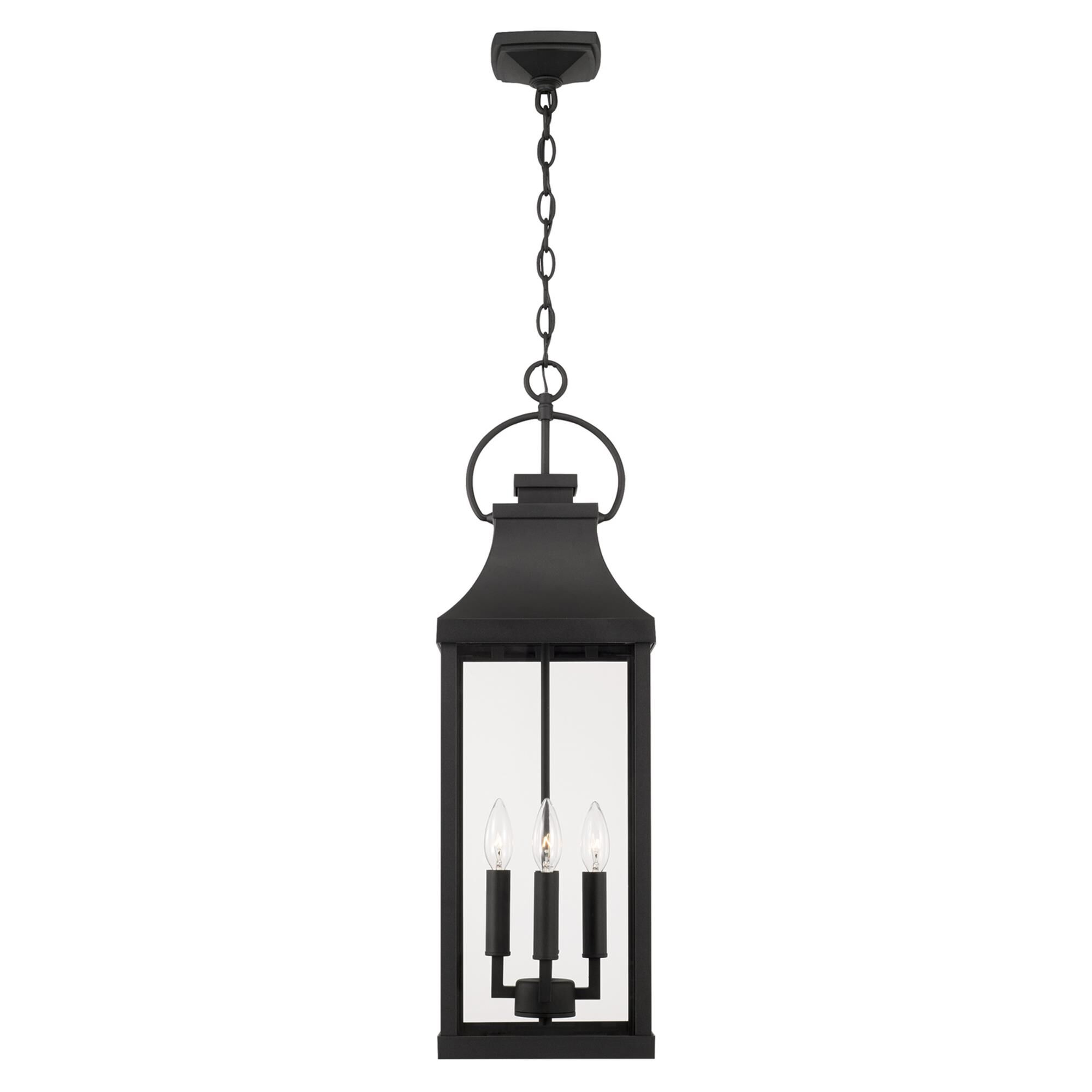 Shown in Black finish and Clear glass