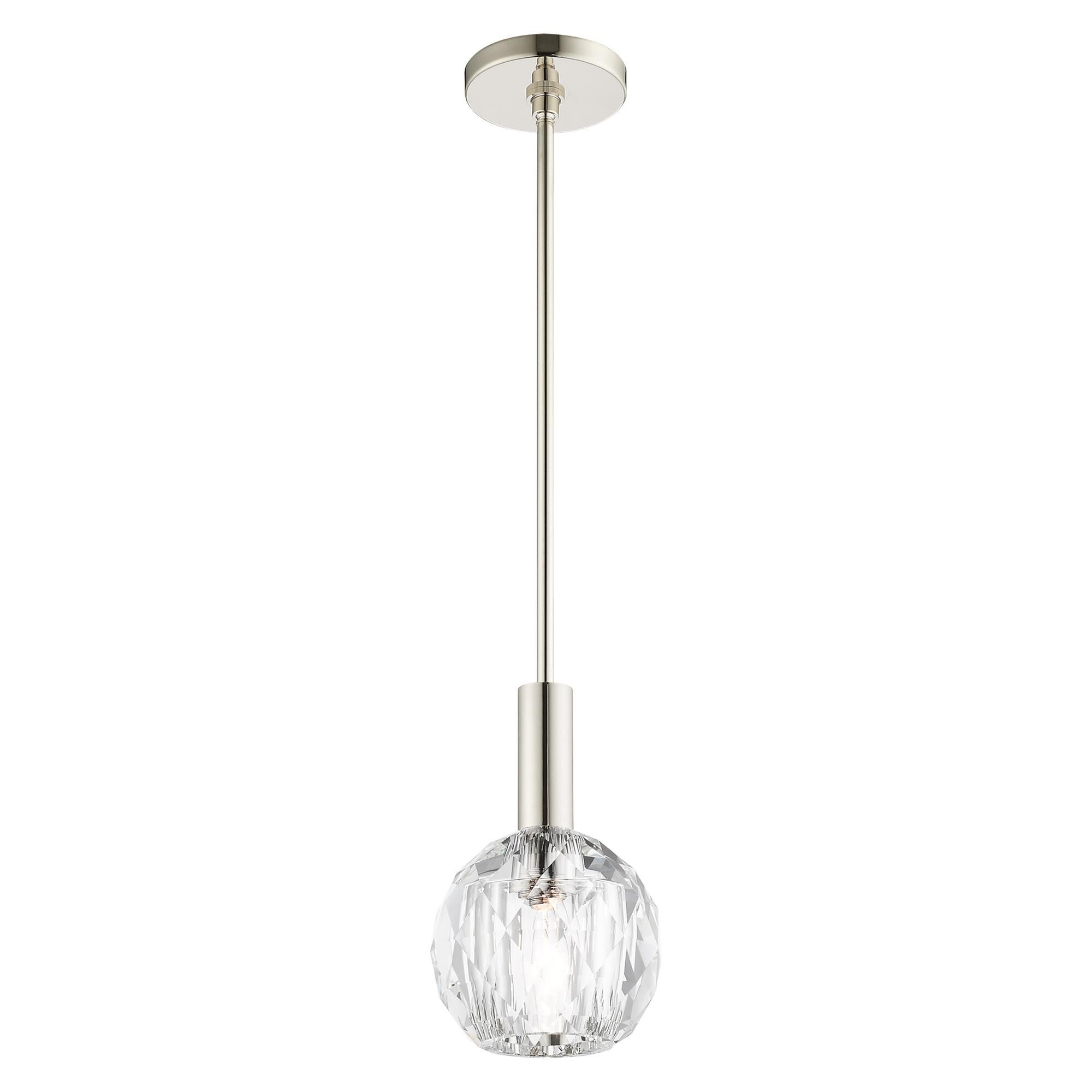 Shown in Polished Nickel finish and Clear Crystals glass and Clear Crystals shade