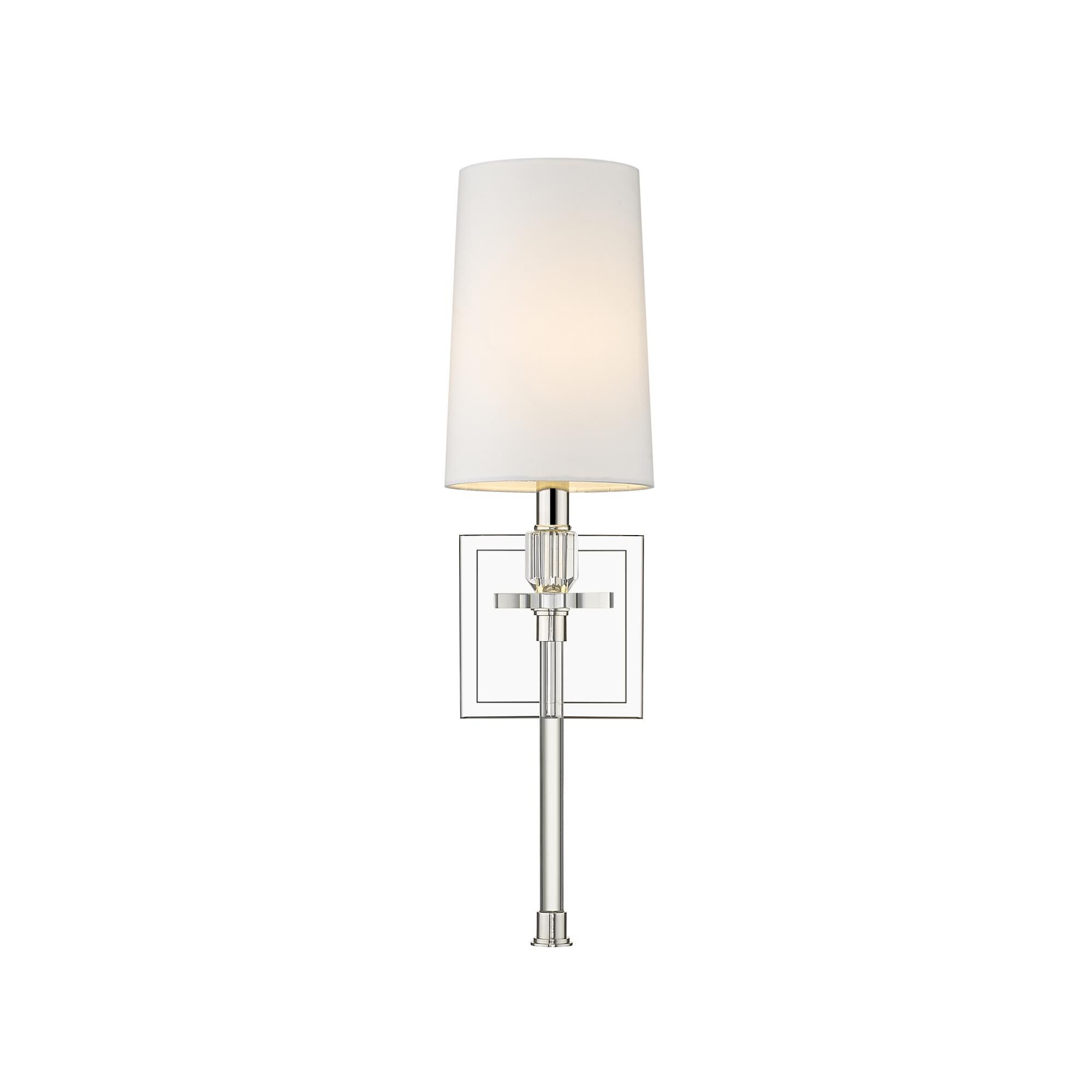 Shown in Polished Nickel finish and Fabric glass and Fabric shade