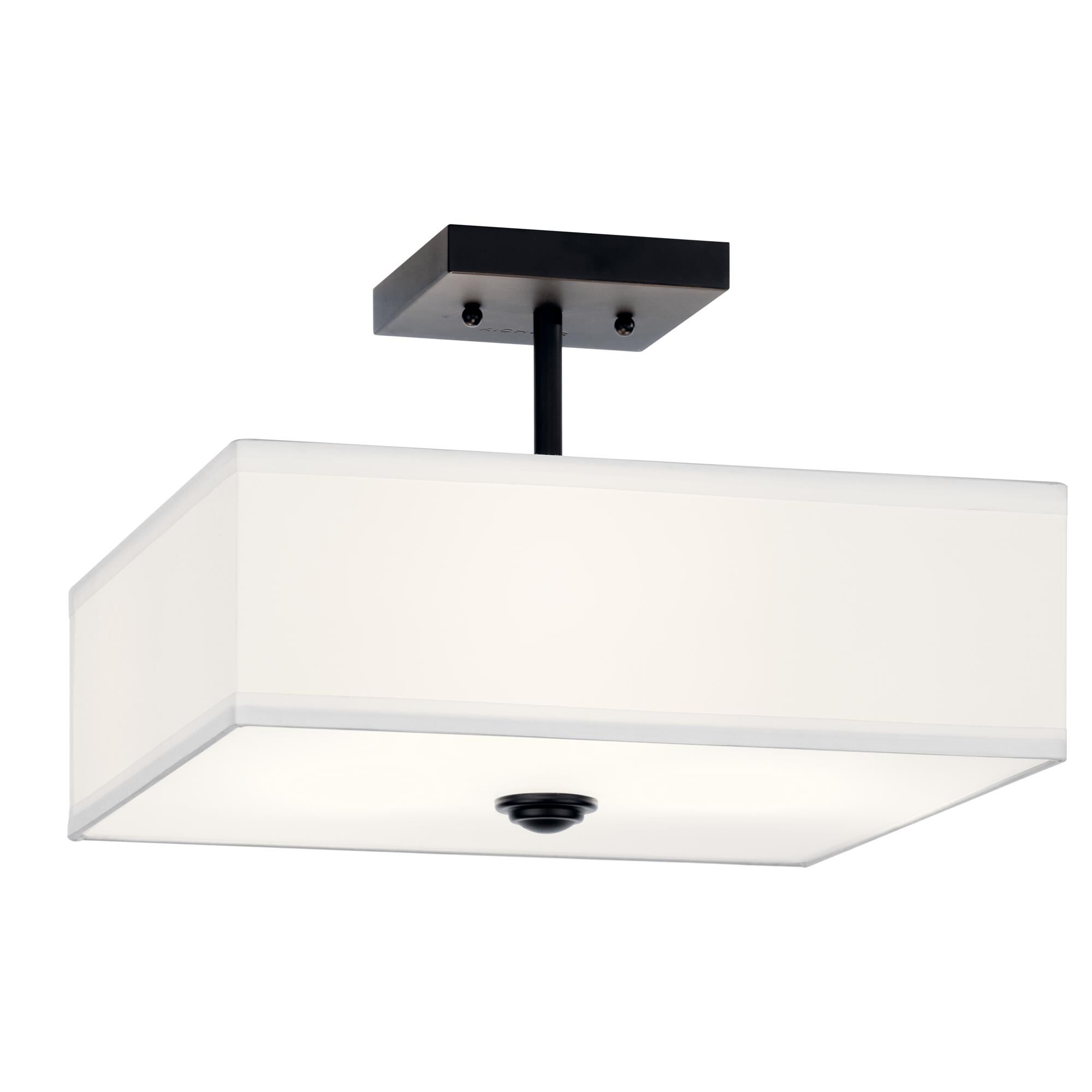 Shown in Black finish and Satin Etched Diffuser glass and White Microfiber shade