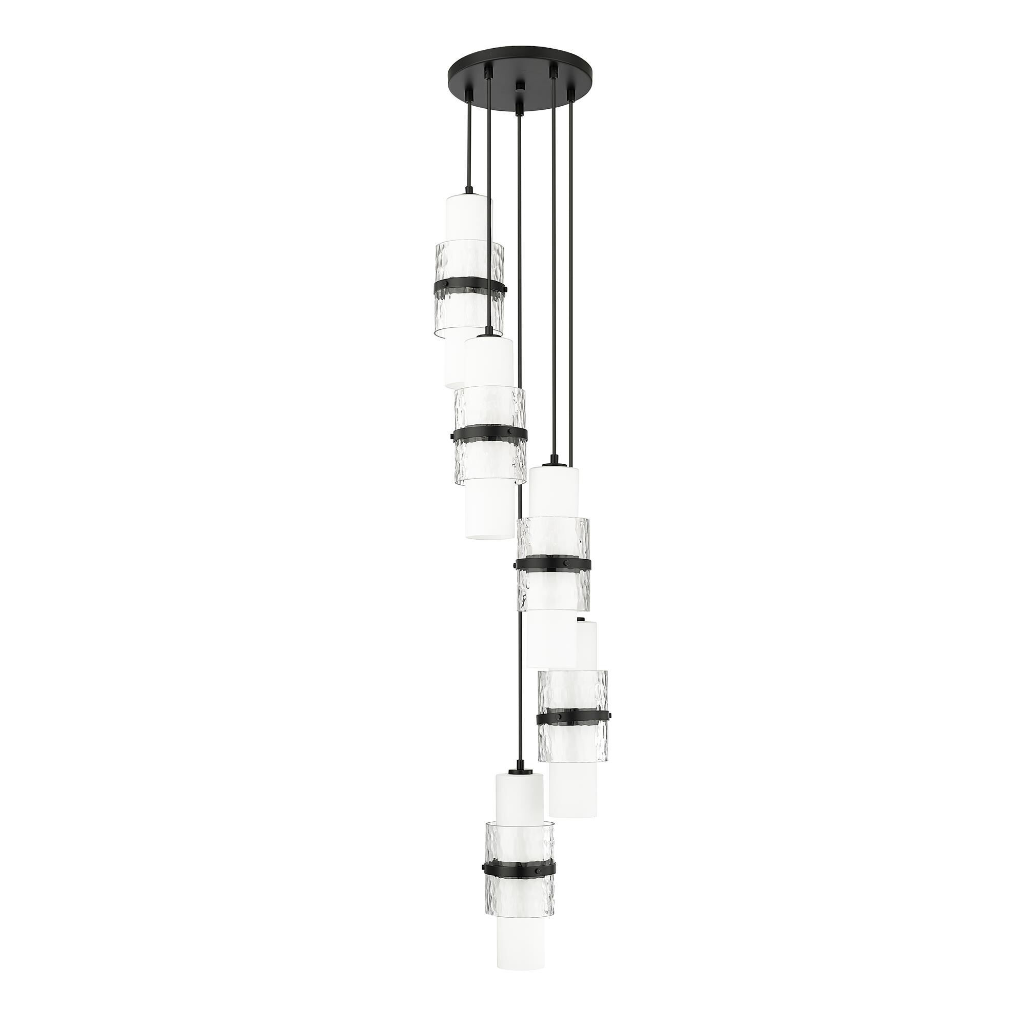 Shown in Matte Black finish and Clear and Etched Opal glass