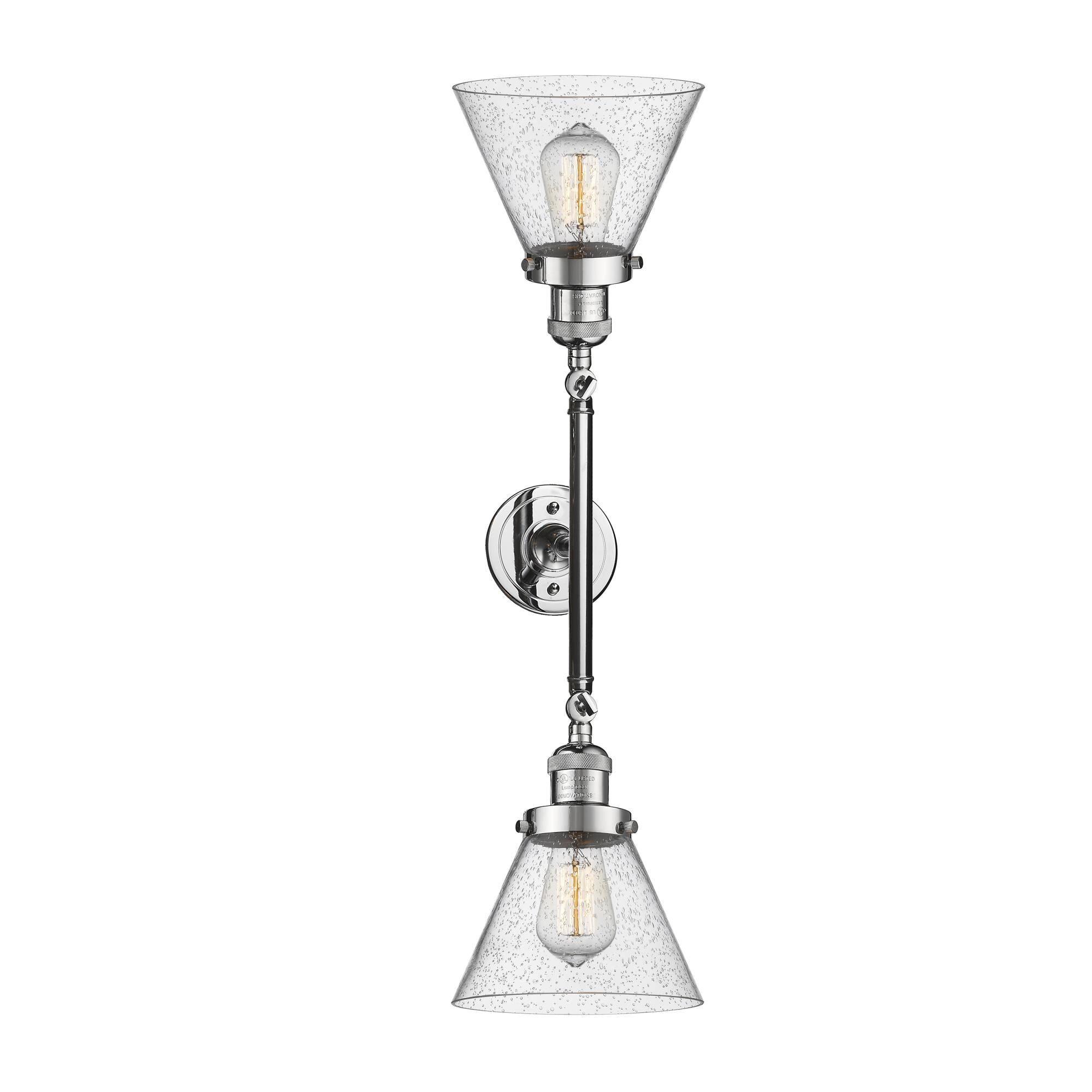 Shown in Polished Chrome finish and Seedy glass