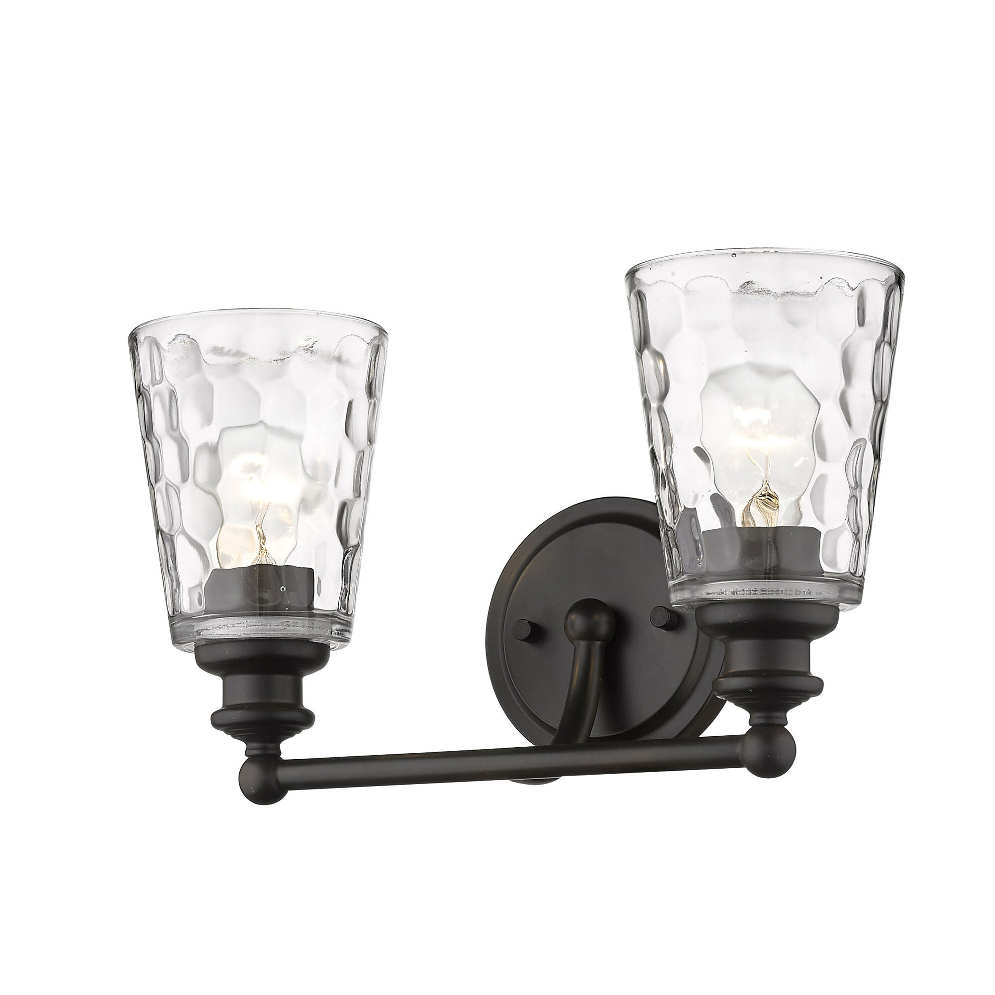 Shown in Oil-Rubbed Bronze finish and Clear glass and Clear, Optic Cone Shaped Glass shade