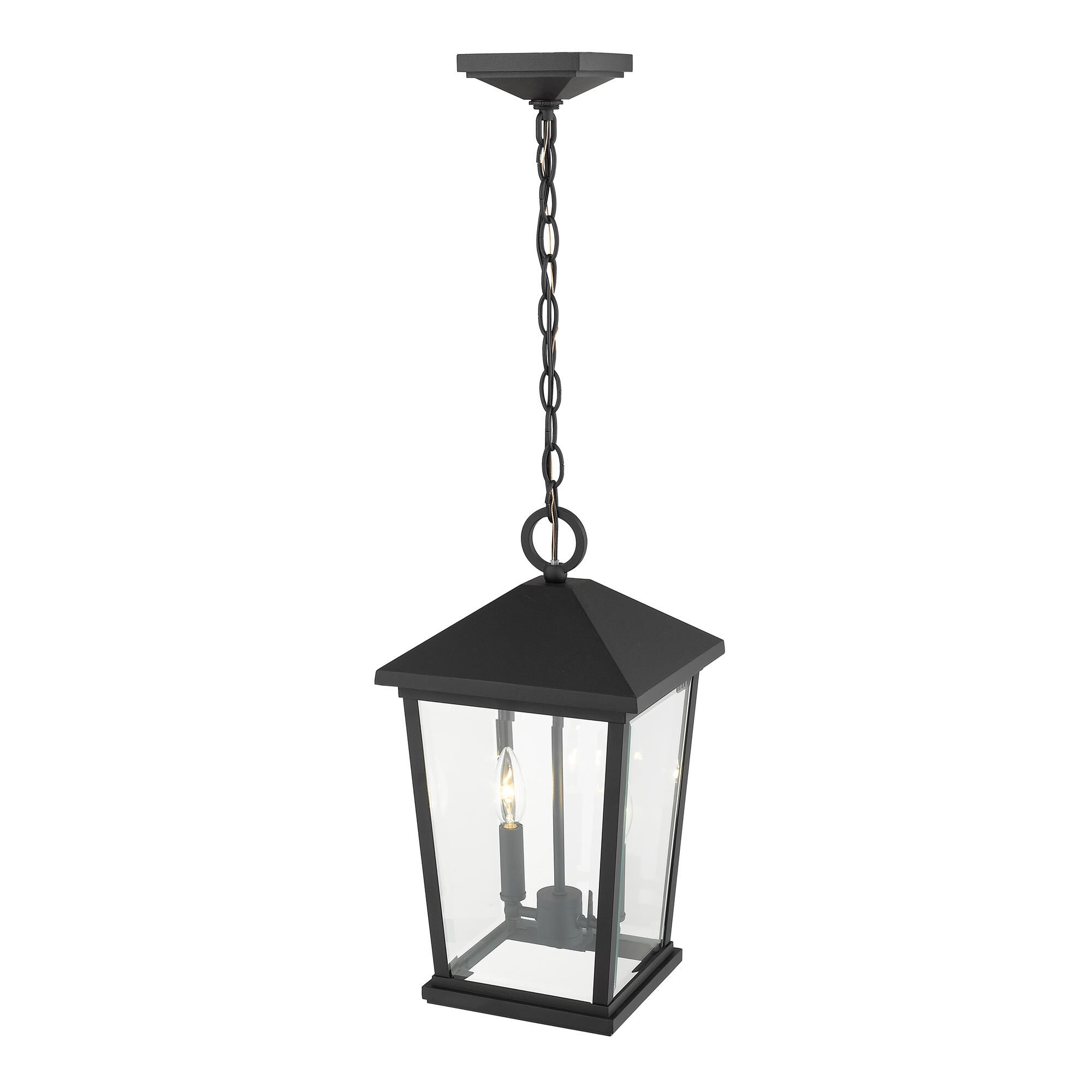 Shown in Black finish and Glass shade