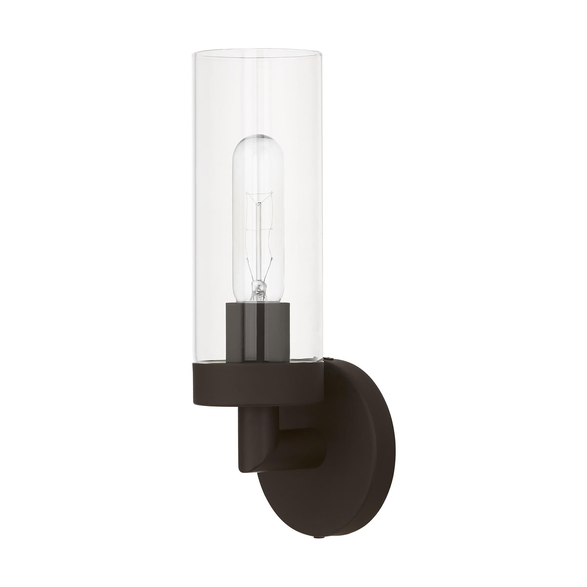 Shown in Bronze finish and Clear glass