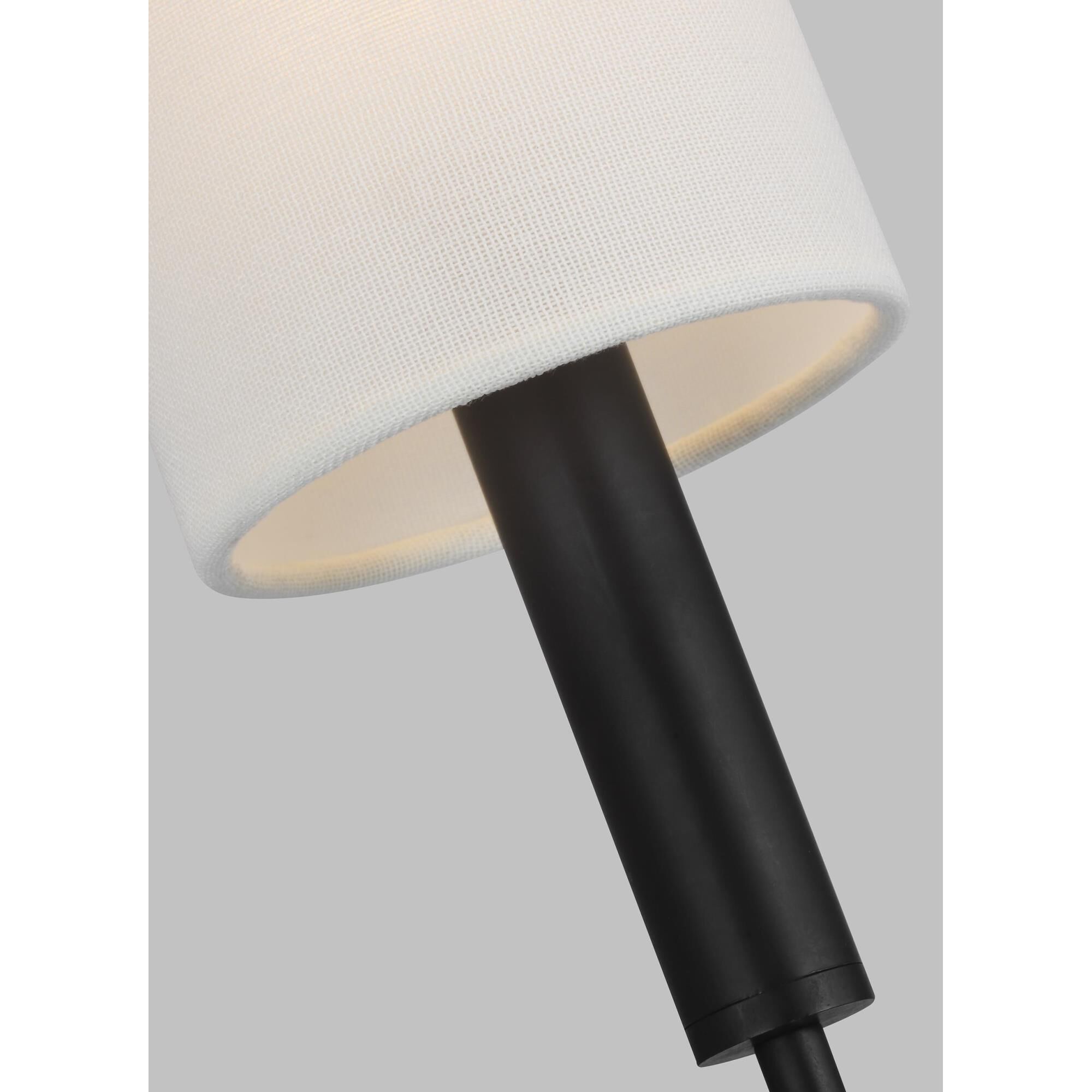 Shown in Aged Iron finish and White Linen shade