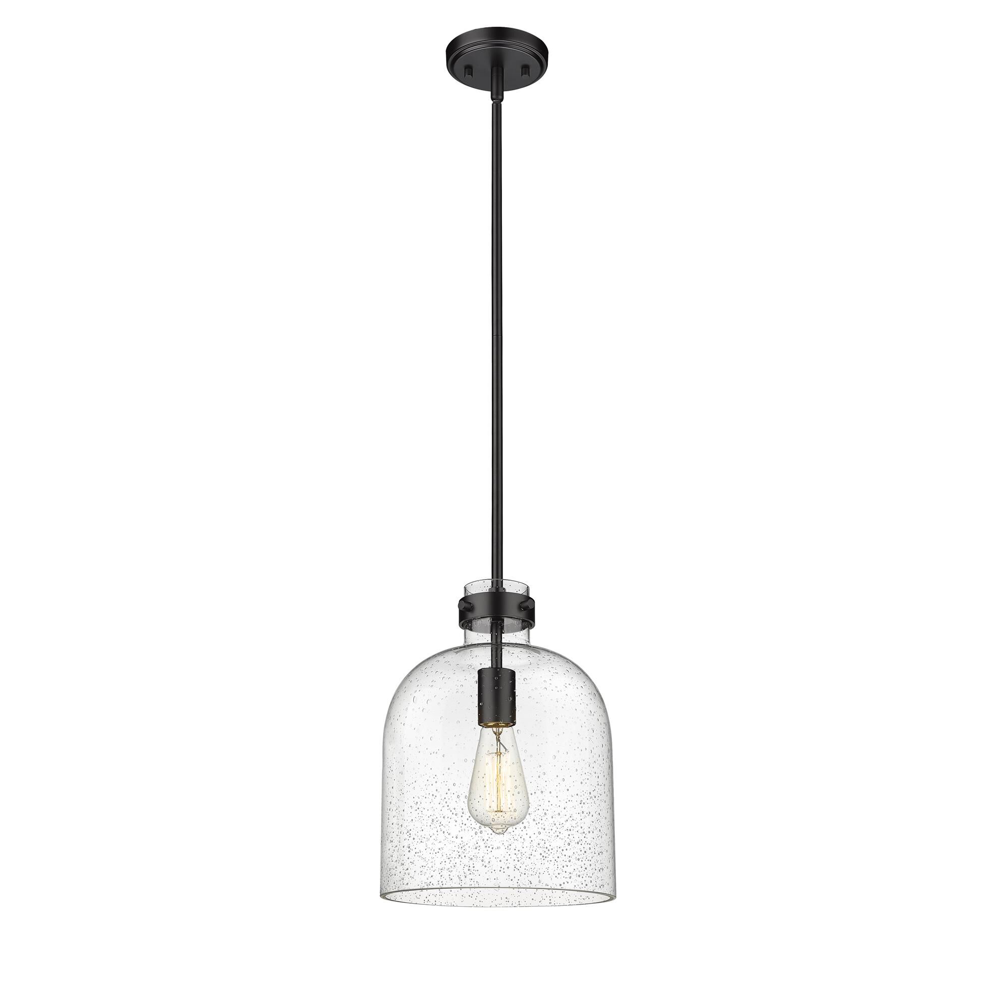 Shown in Matte Black finish and Glass shade