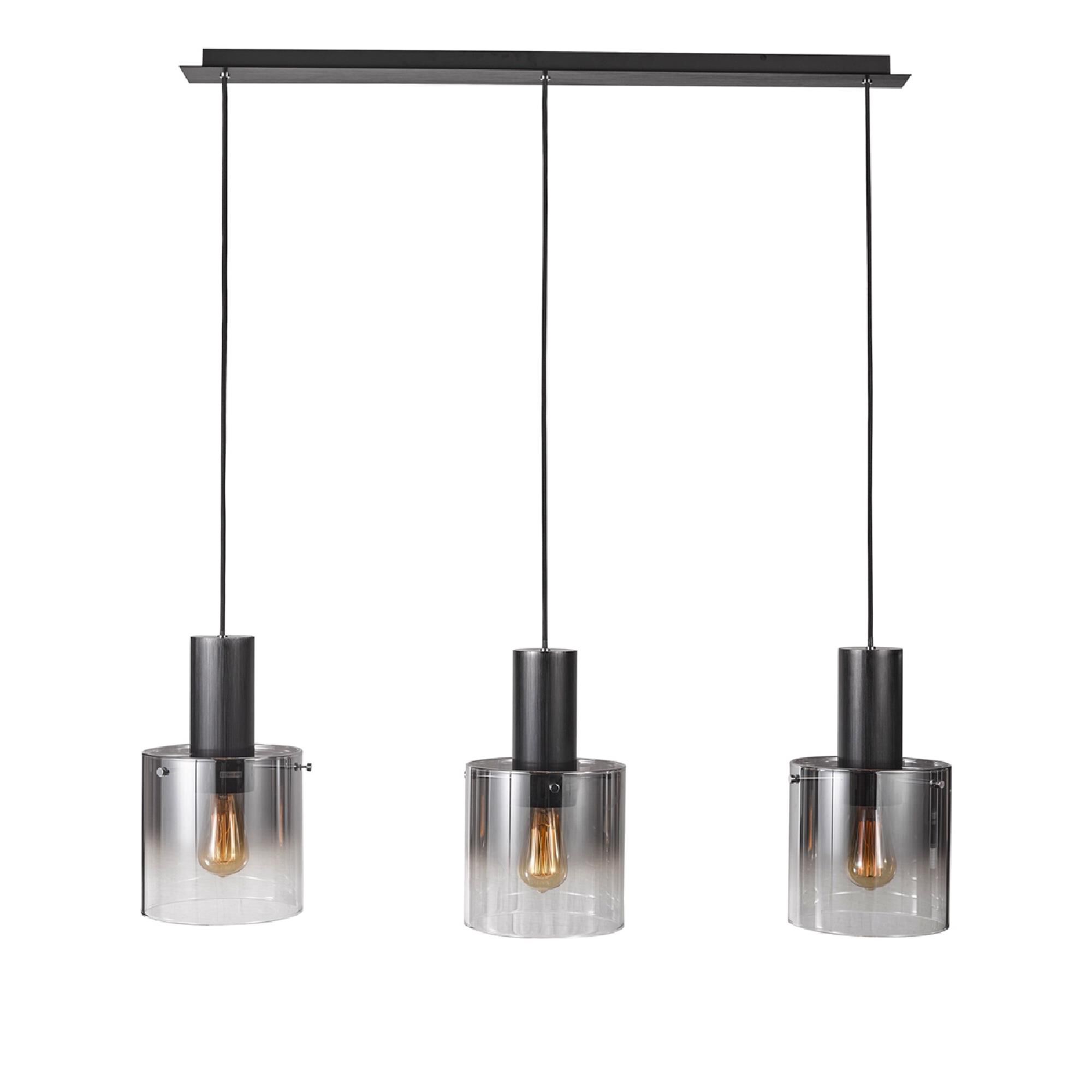 Shown in Satin Black & Smoke Glass finish and Glass shade