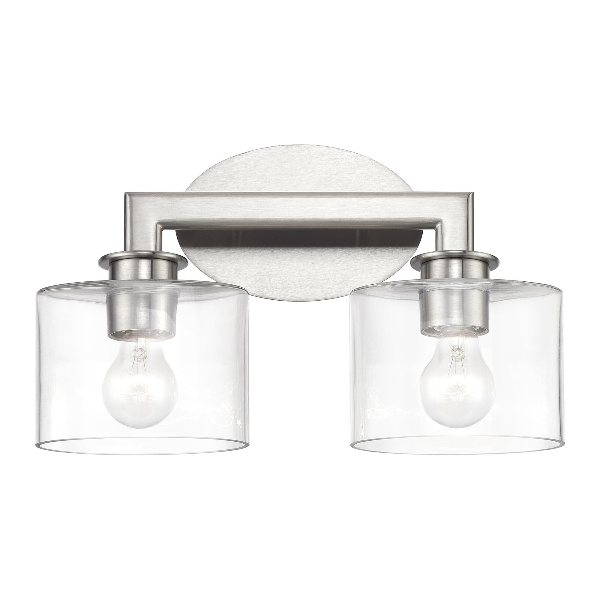 Shown in Brushed Nickel finish and Mouth Blown Clear glass