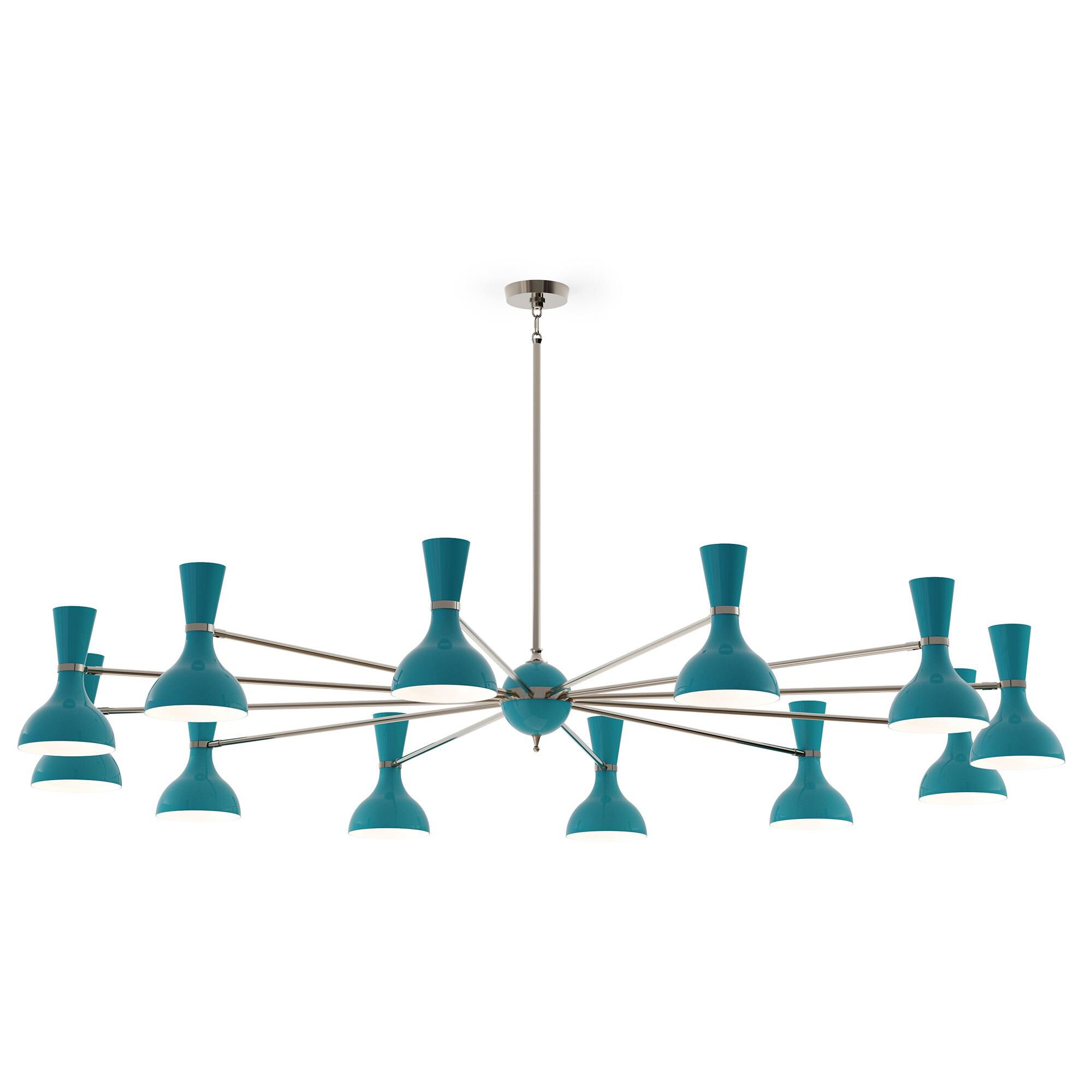 Shown in Polished Nickel finish and Peacock shade