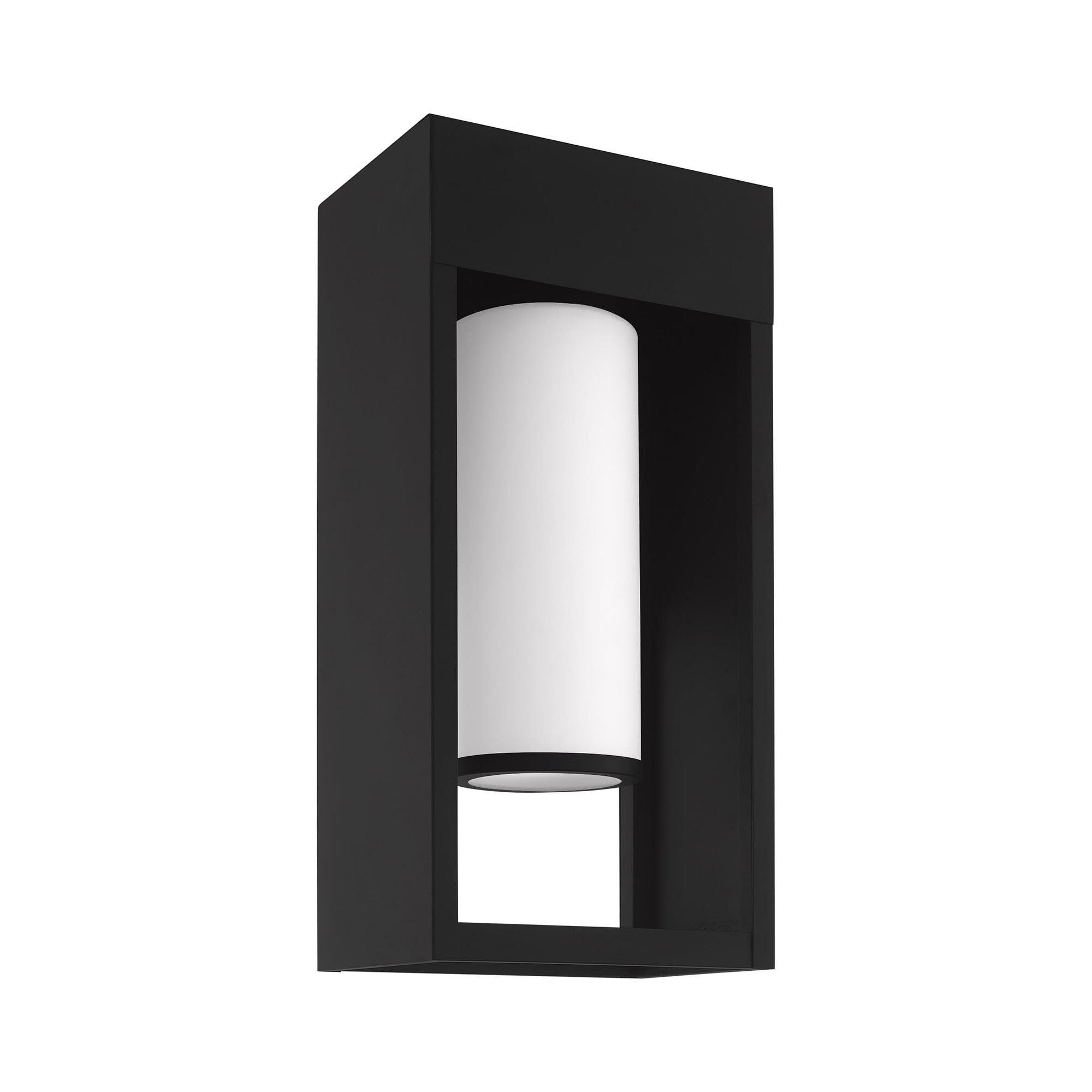 Shown in Black finish and Hand Blown Satin Opal White Cylinder glass