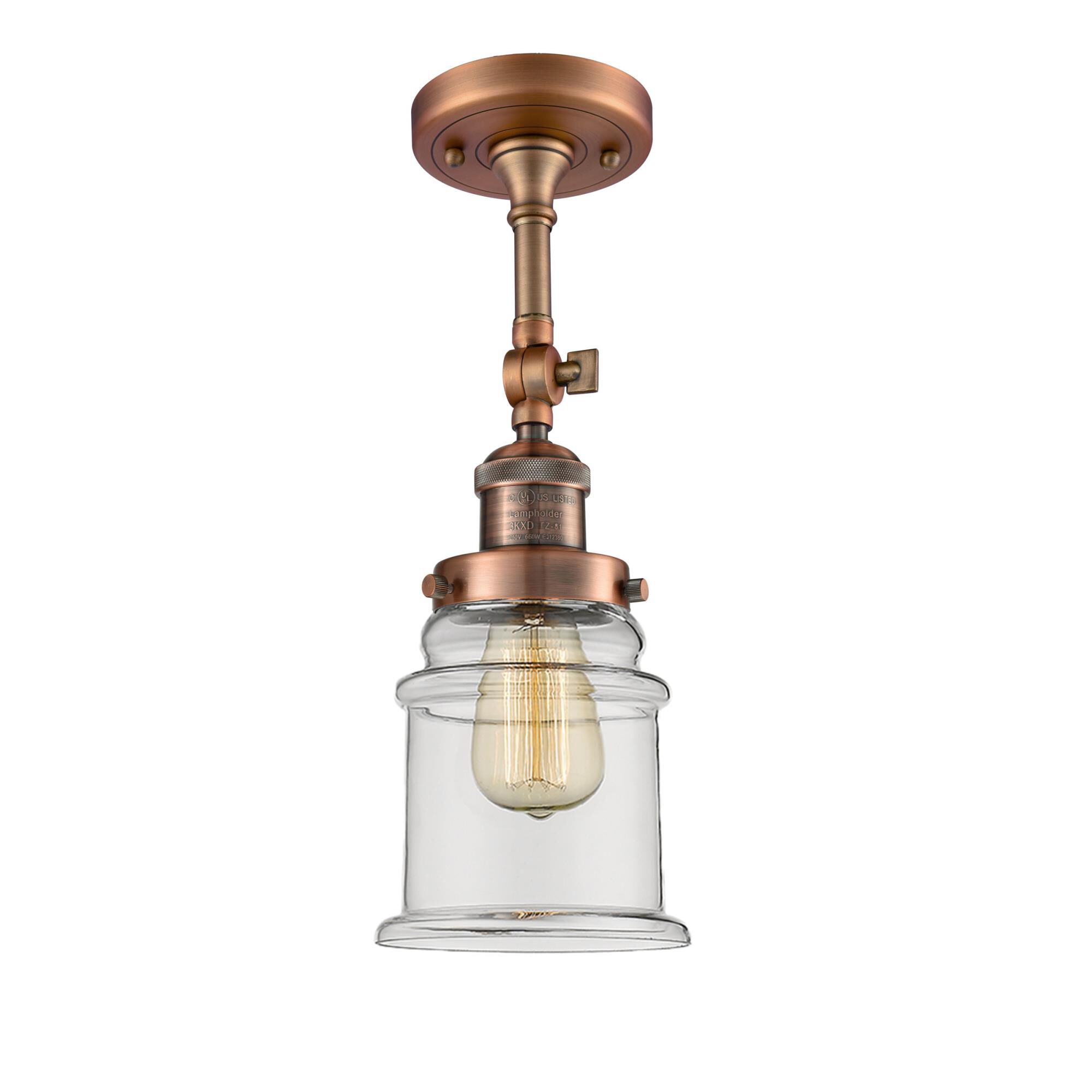 Shown in Antique Copper finish and Clear glass