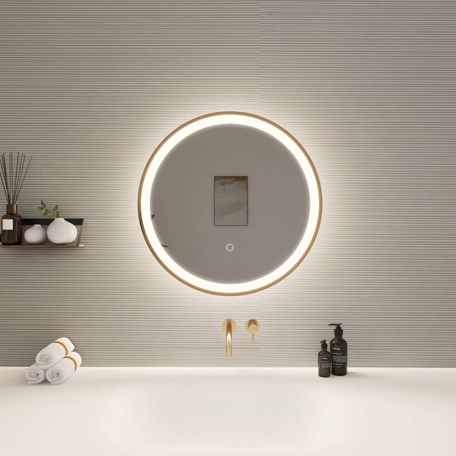 Harmoni 21 Inch Round LED Lighted Mirror by Elegant Decor