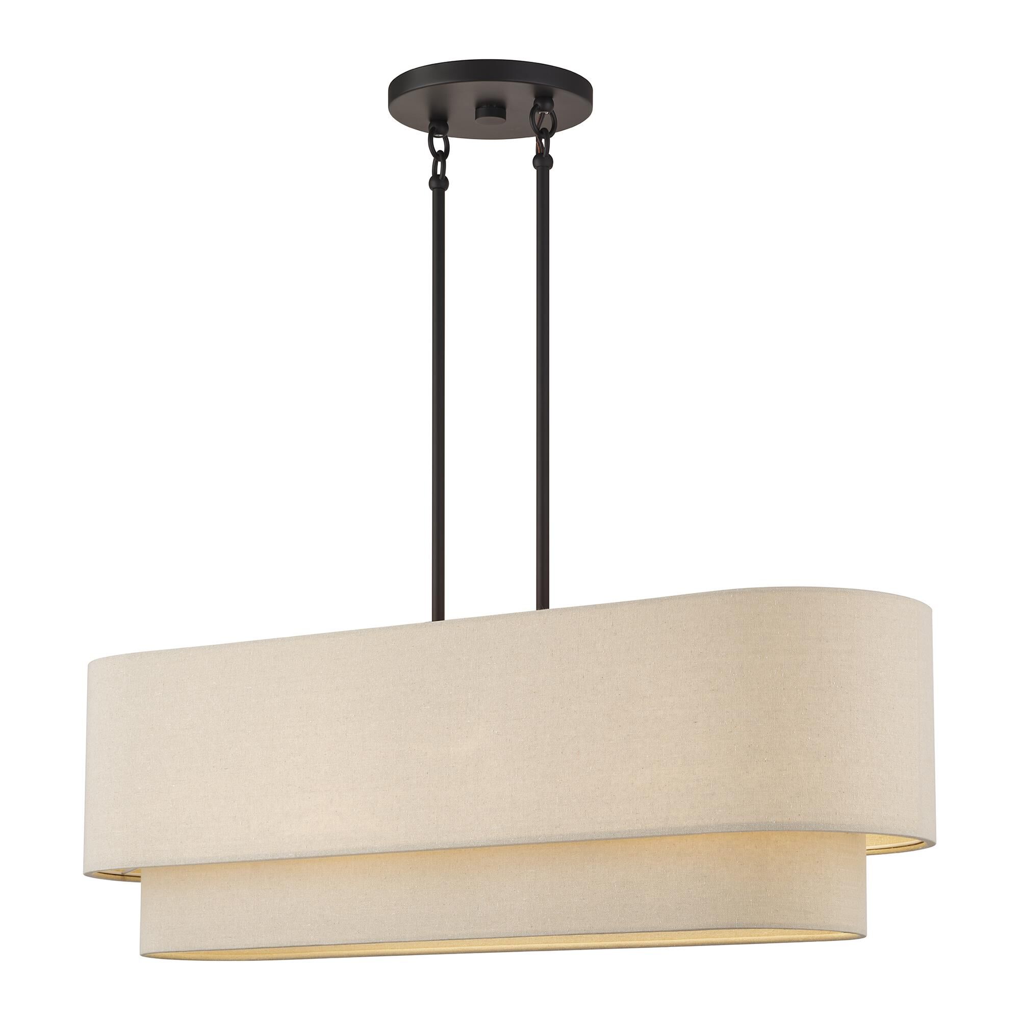 Shown in Bronze finish and Hand Crafted Parchment Color Hardback Fabric shade