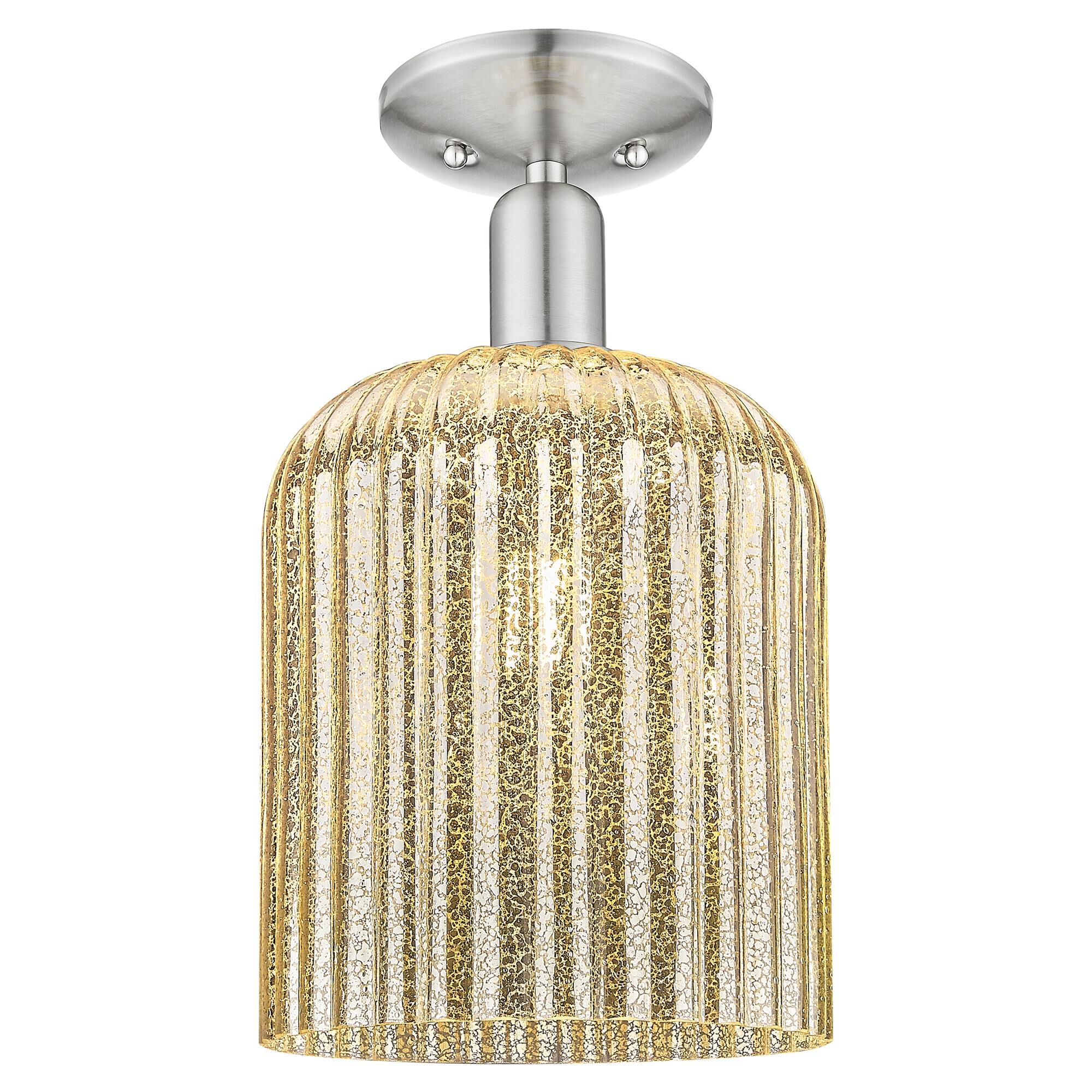 Shown in Brushed Satin Nickel finish and Mercury glass