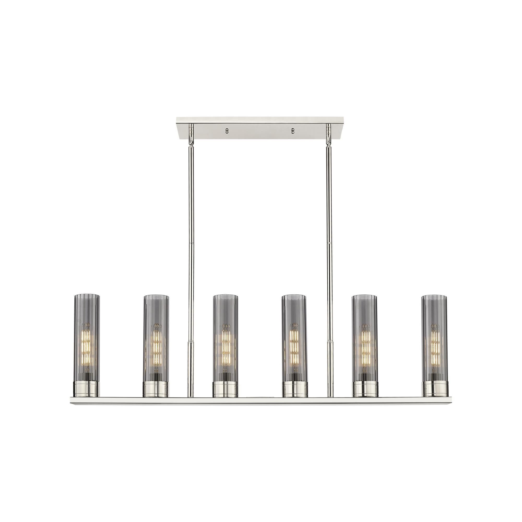 Shown in Polished Nickel finish and Plated Smoke glass and Plated Smoke Glass shade
