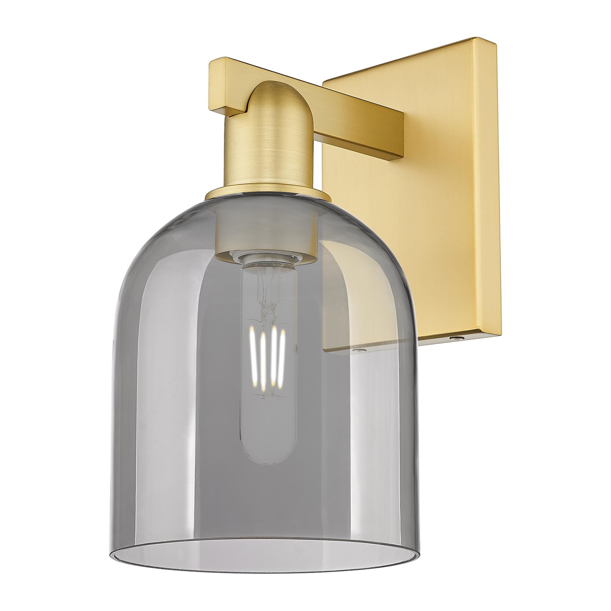 Shown in Satin Gold finish and Light Smoke glass