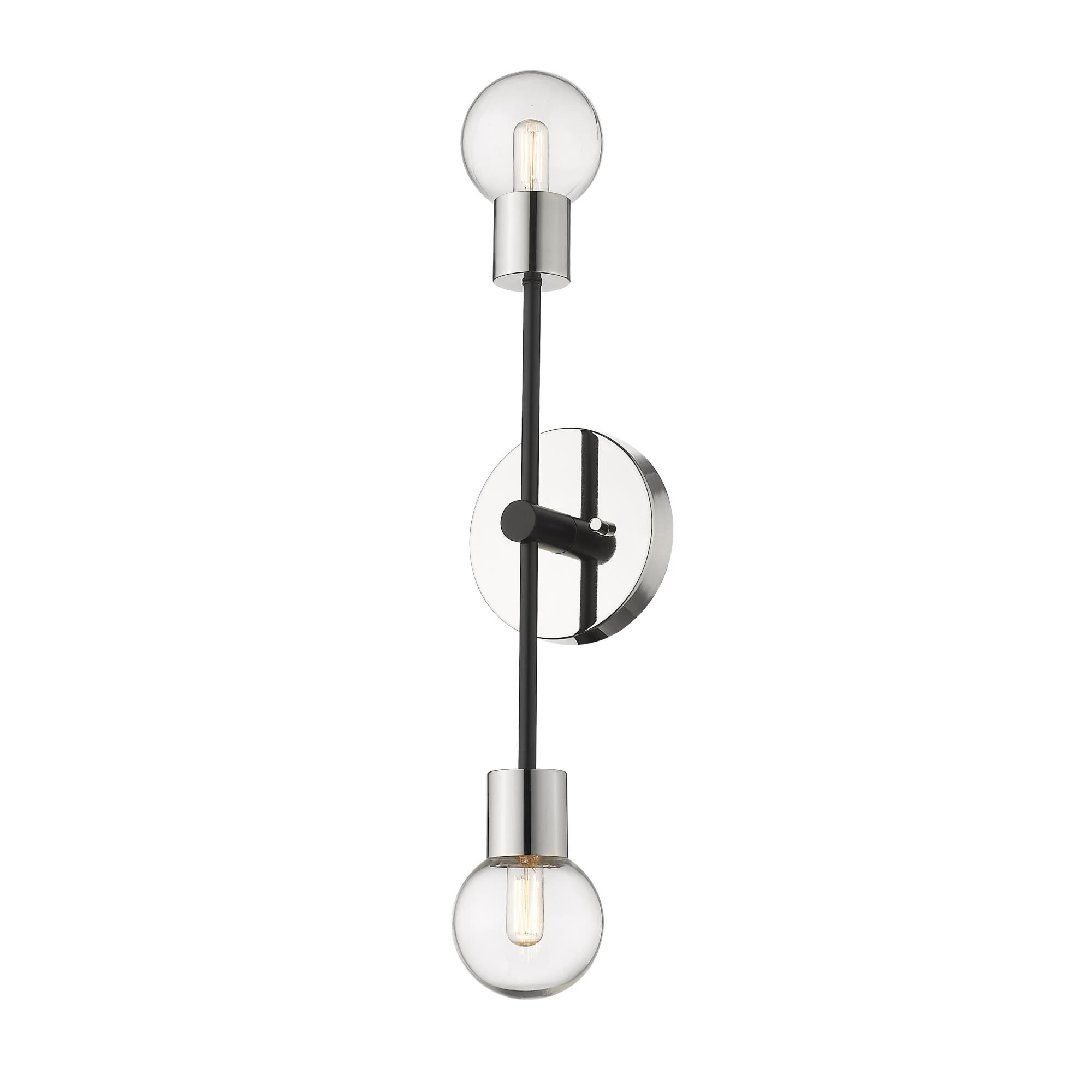 Shown in Matte Black + Polished Nickel finish and Glass shade