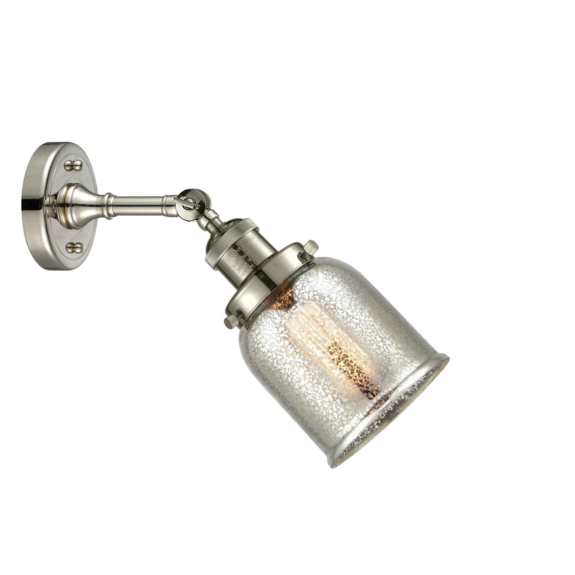 Shown in Polished Nickel finish and Silver Mercury glass and None accent